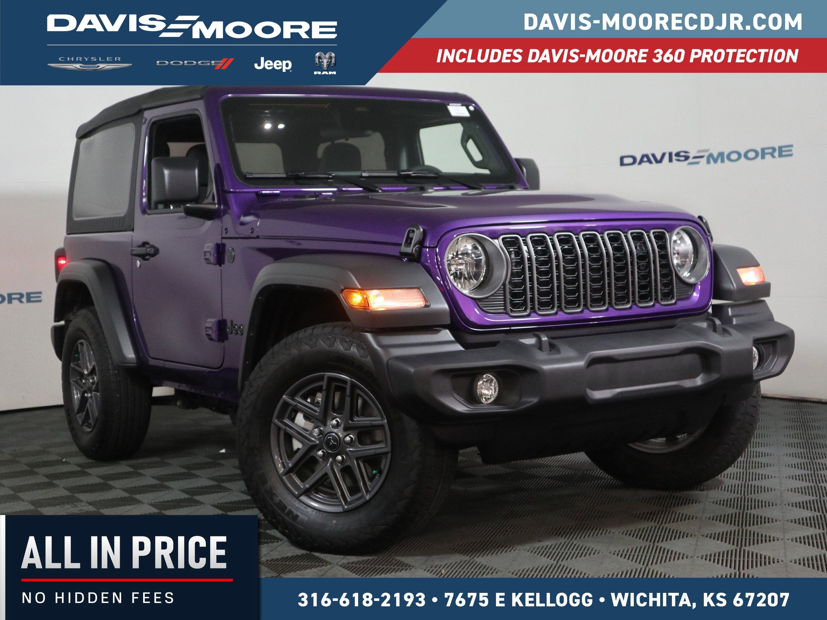 2026 Jeep Wrangler Sport S in Reign Exterior Paint — front three-quarter view