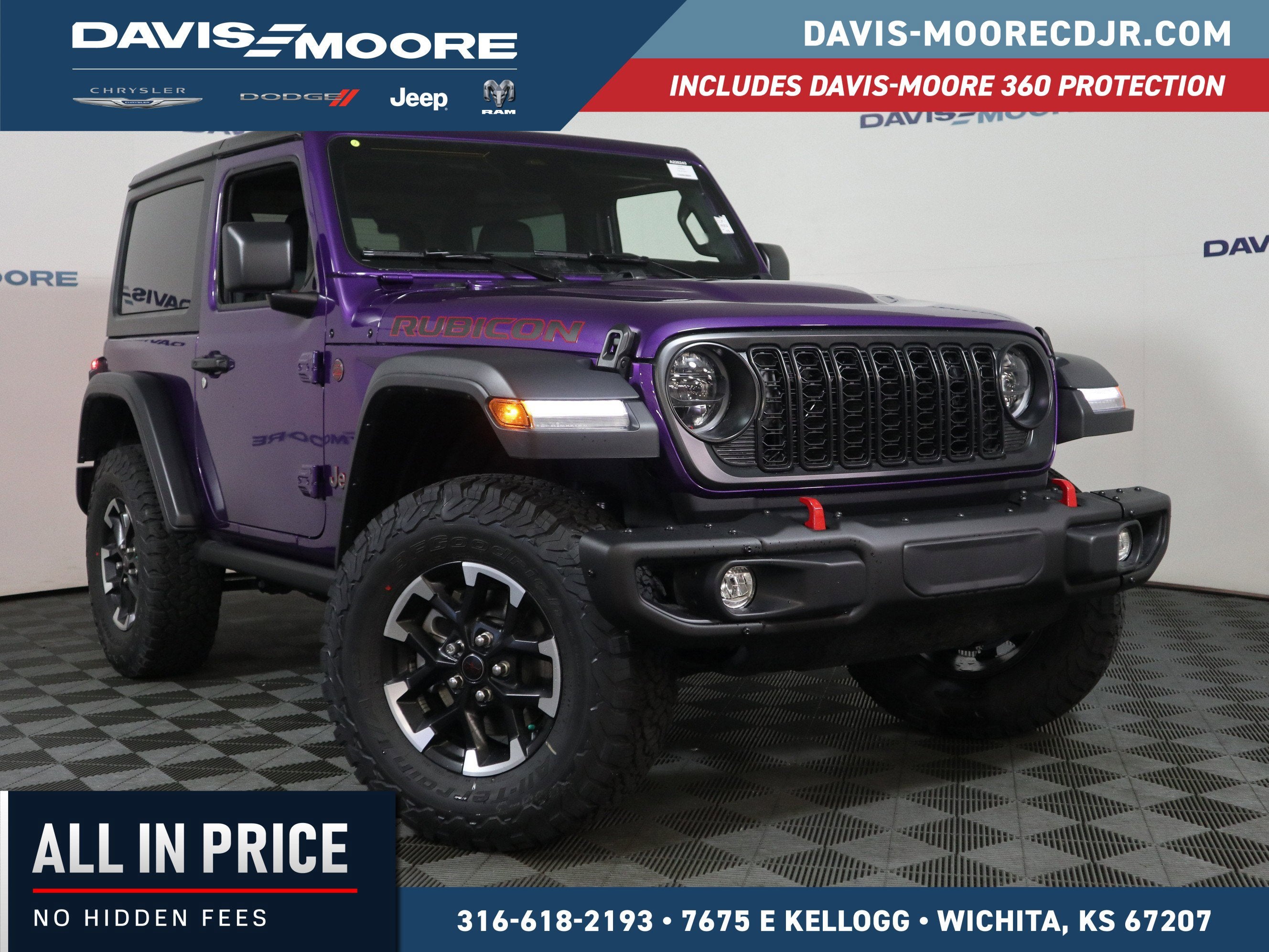 2026 Jeep Wrangler Rubicon in Reign Exterior Paint — front three-quarter view