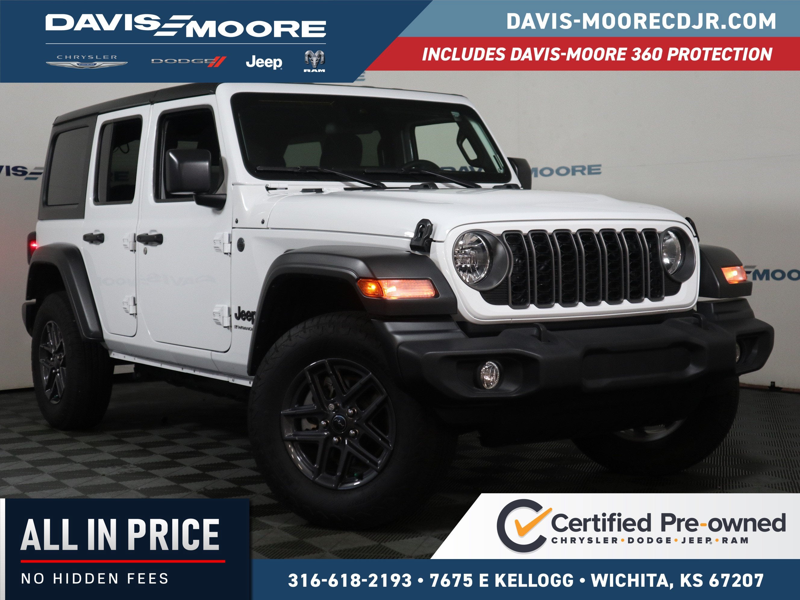 2025 Jeep Wrangler Sport S 4x4 in Bright White Clearcoat — front three-quarter view