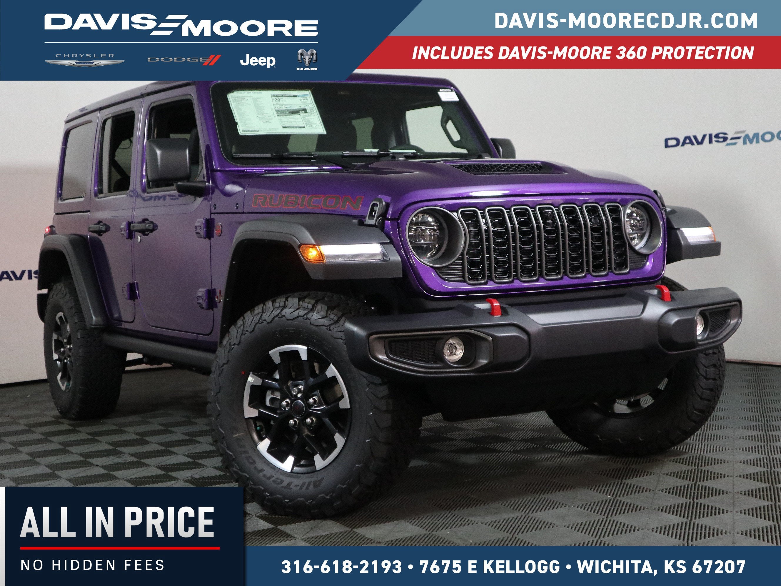 2026 Jeep Wrangler Rubicon in Reign Exterior Paint — front three-quarter view