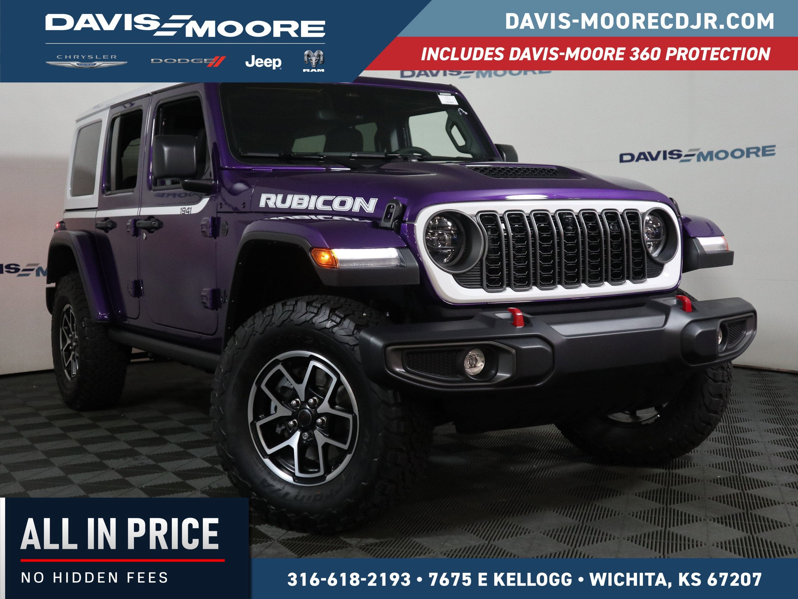 2026 Jeep Wrangler Rubicon in Reign Exterior Paint — front three-quarter view