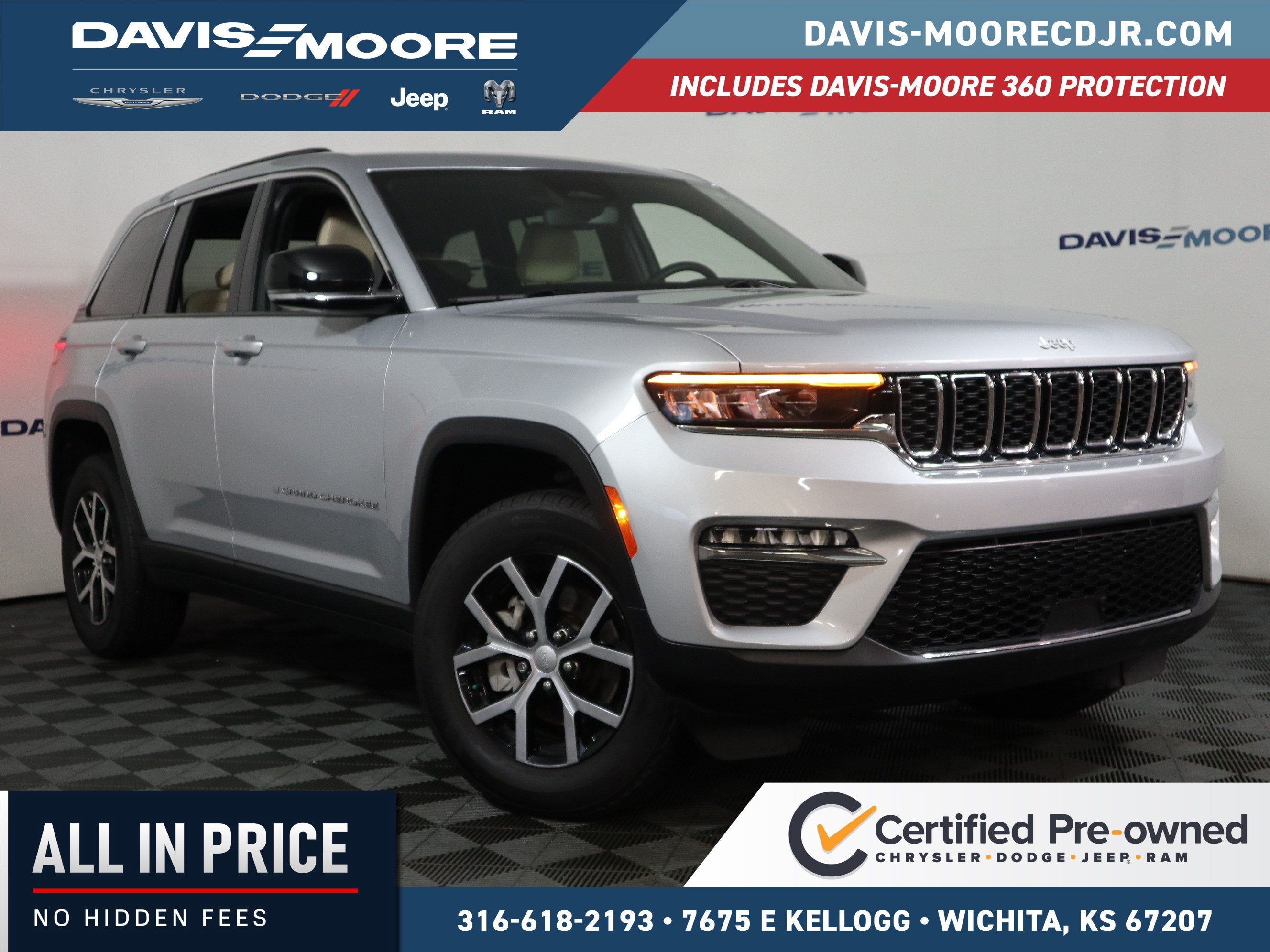 2024 Jeep Grand Cherokee Limited in Silver Zynith — front three-quarter view