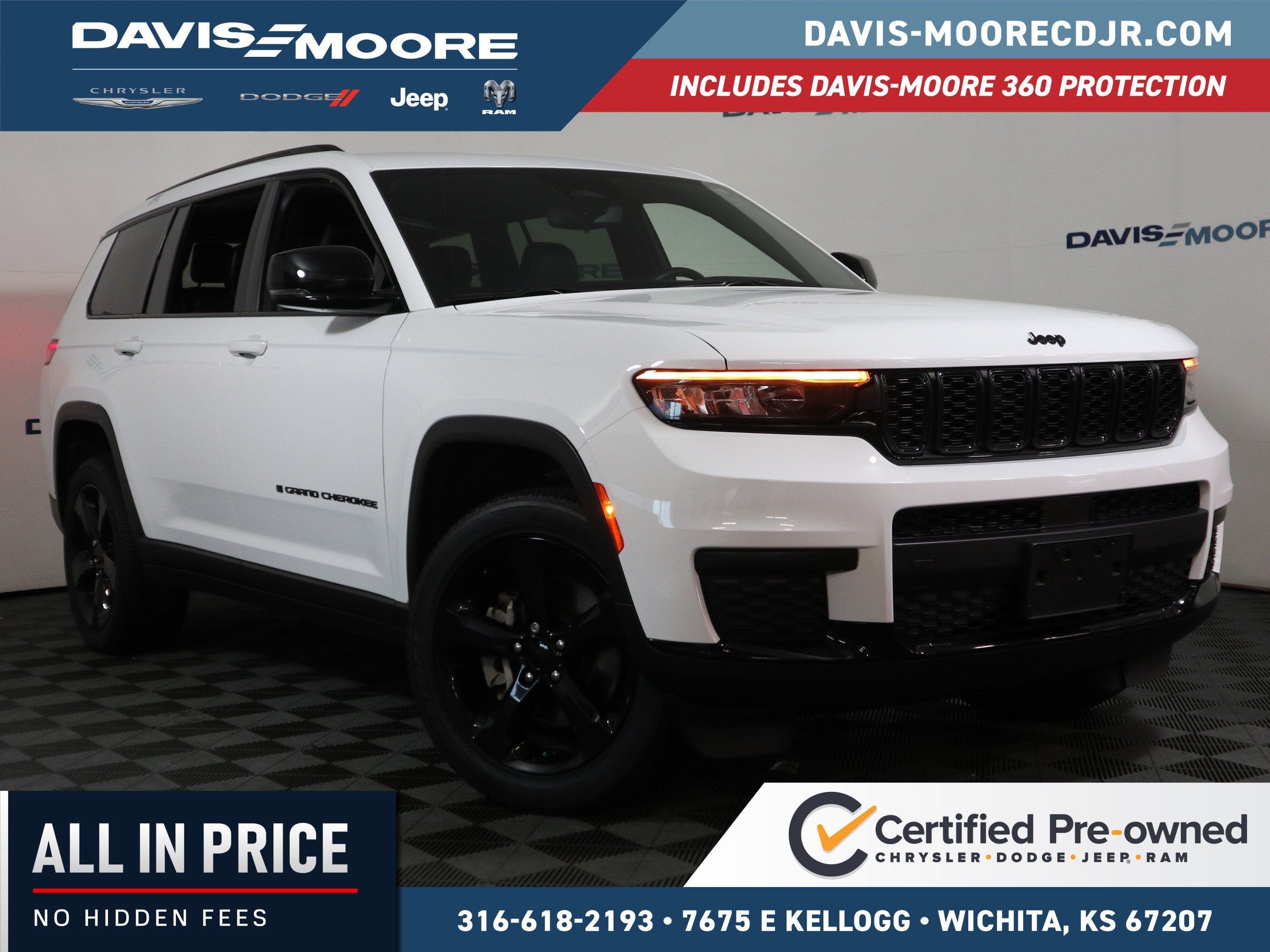 2023 Jeep Grand Cherokee L Altitude in Bright White Clearcoat — front three-quarter view