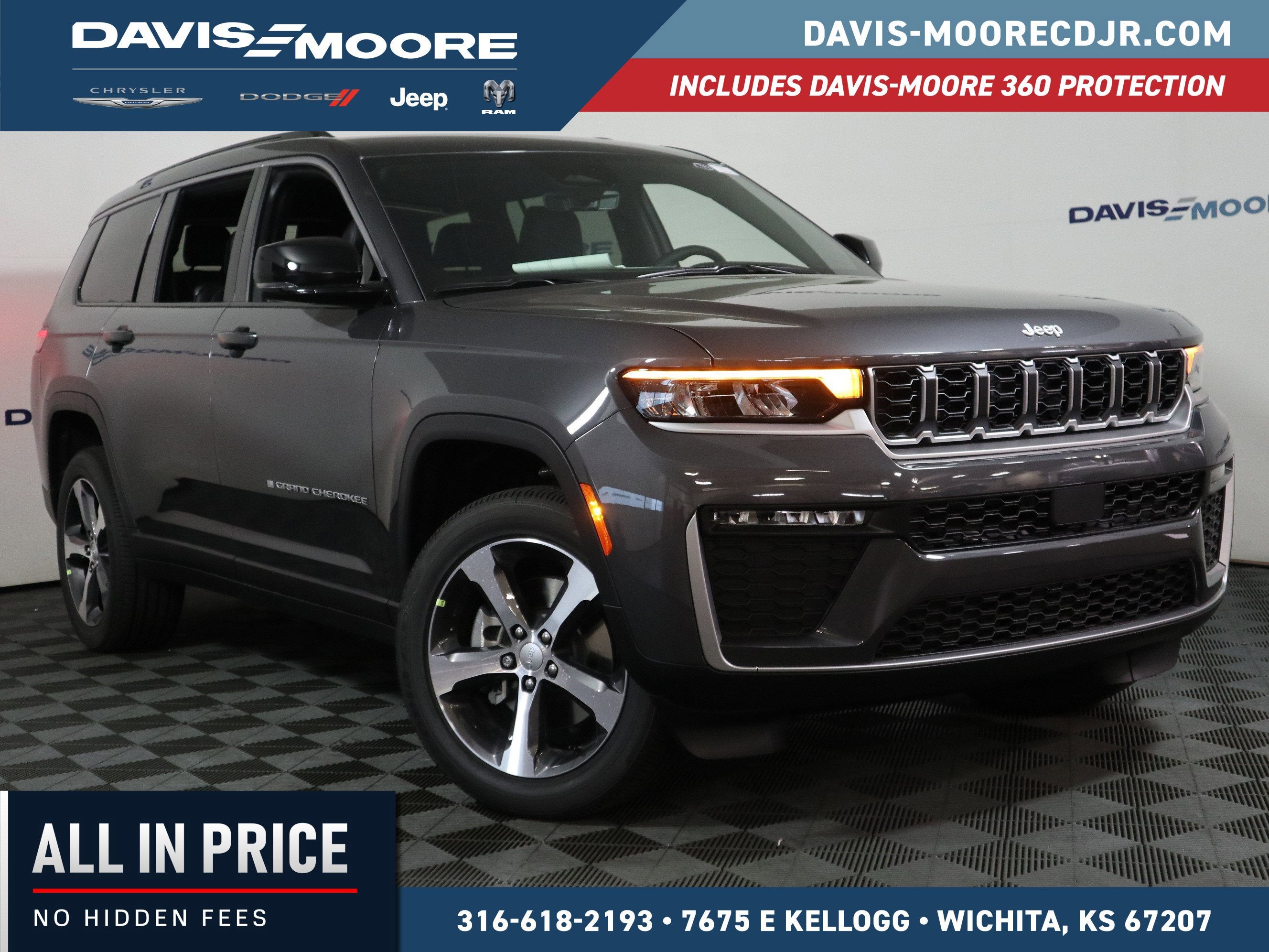 2026 Jeep Grand Cherokee L Limited in Baltic Gray Metallic Clear-Coat Exterior Paint — front three-quarter view