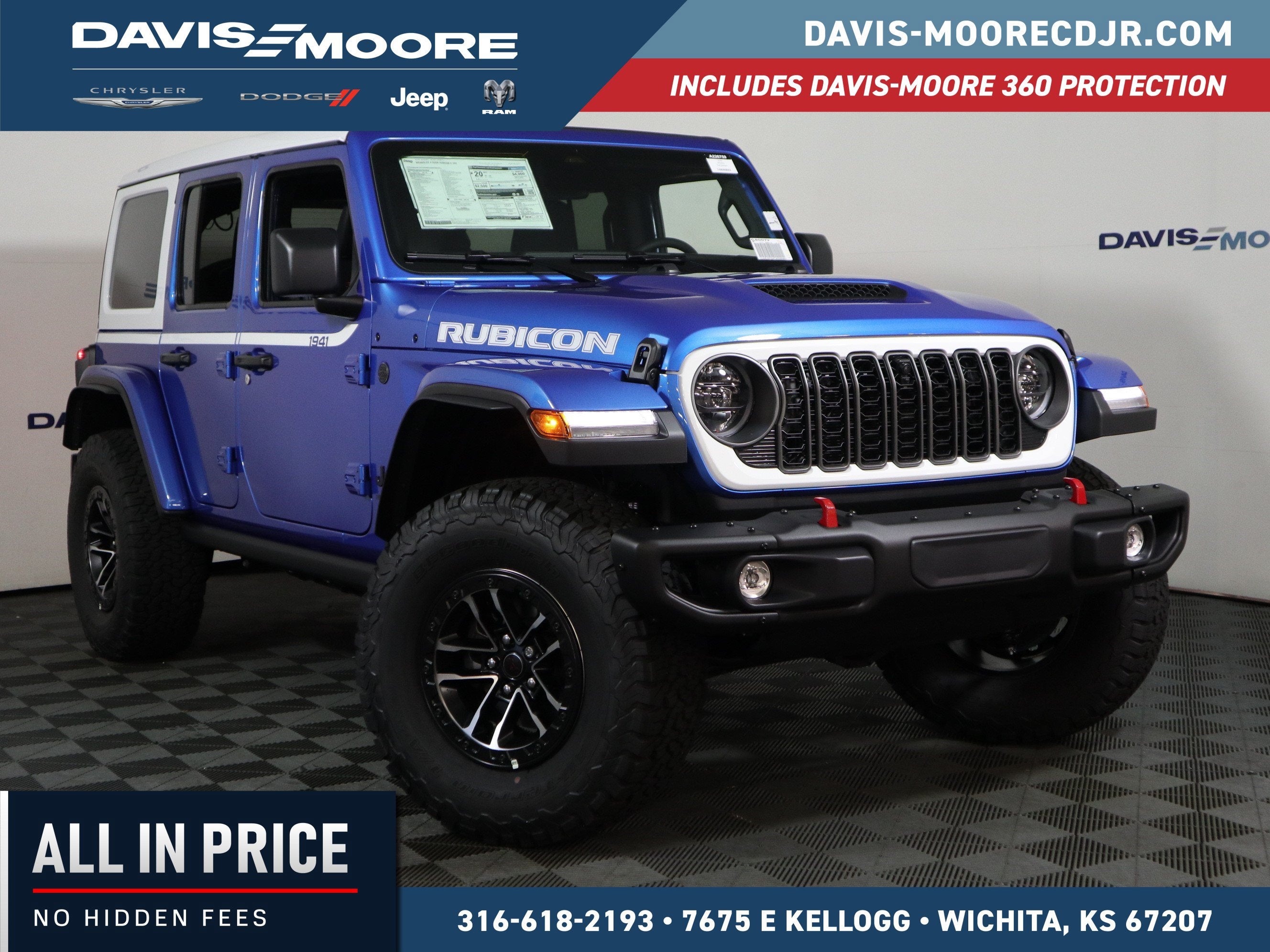 2026 Jeep Wrangler Rubicon X 4x4 in Hydro Blue Pearl-Coat Exterior Paint — front three-quarter view