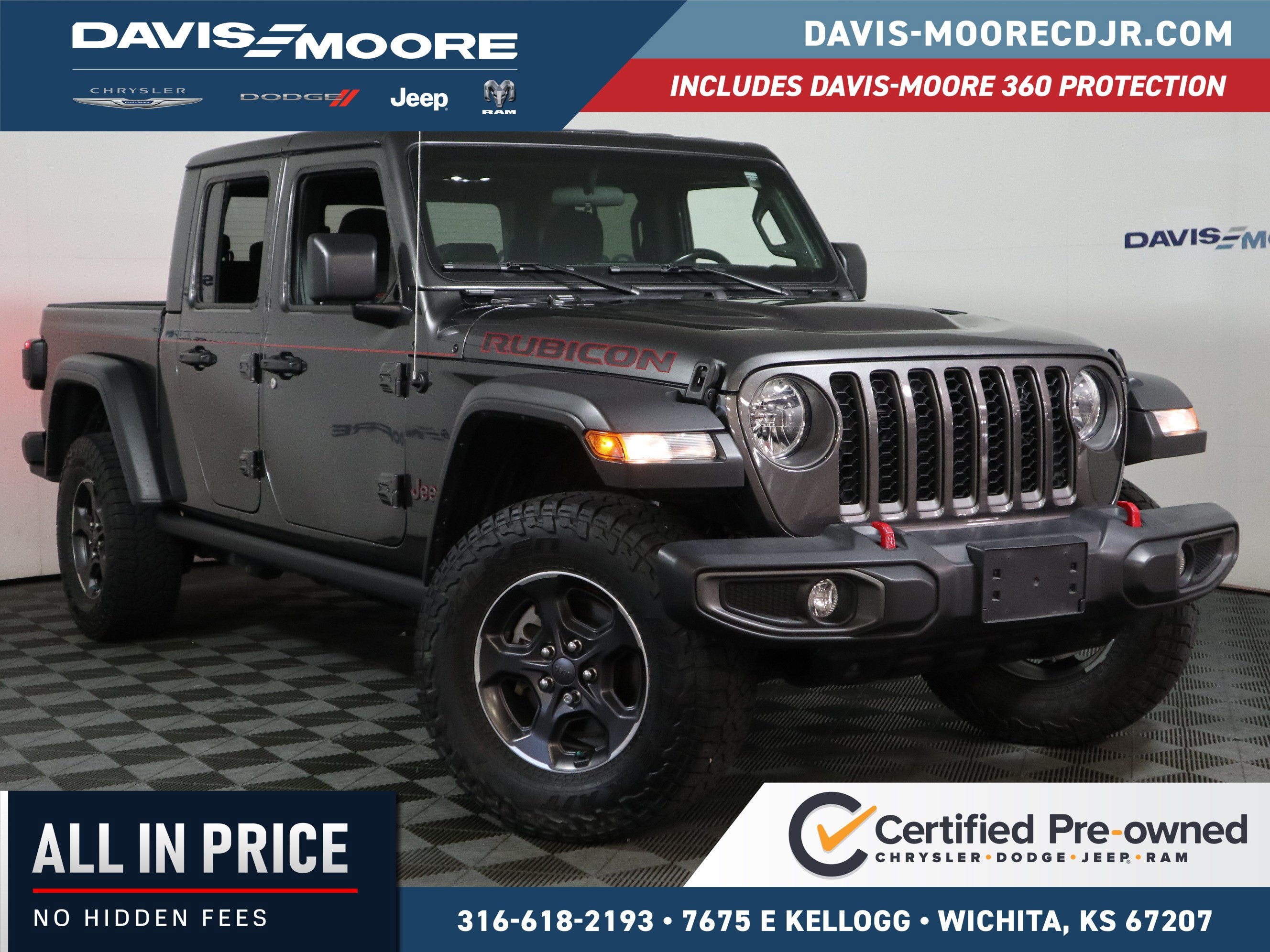2021 Jeep Gladiator Rubicon in Granite Crystal Metallic Clearcoat — front three-quarter view