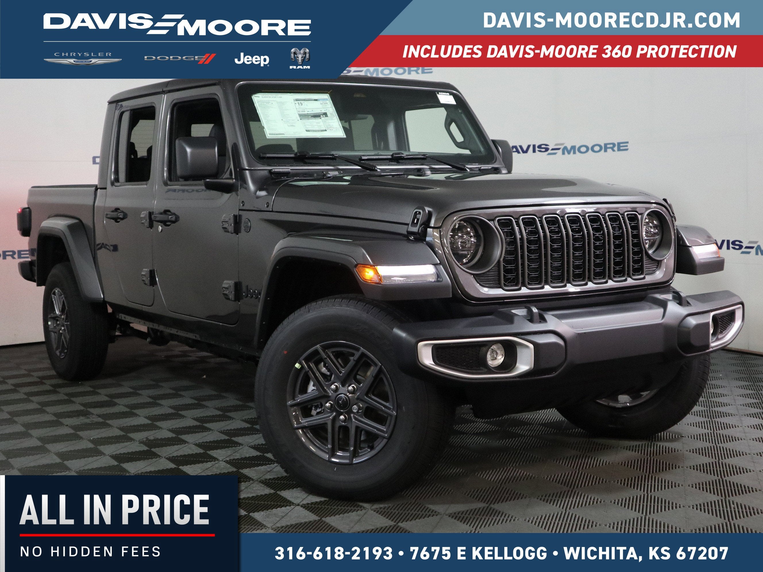 2026 Jeep Gladiator Sport S in Granite Crystal Metallic Clear-Coat Exterior Paint — front three-quarter view