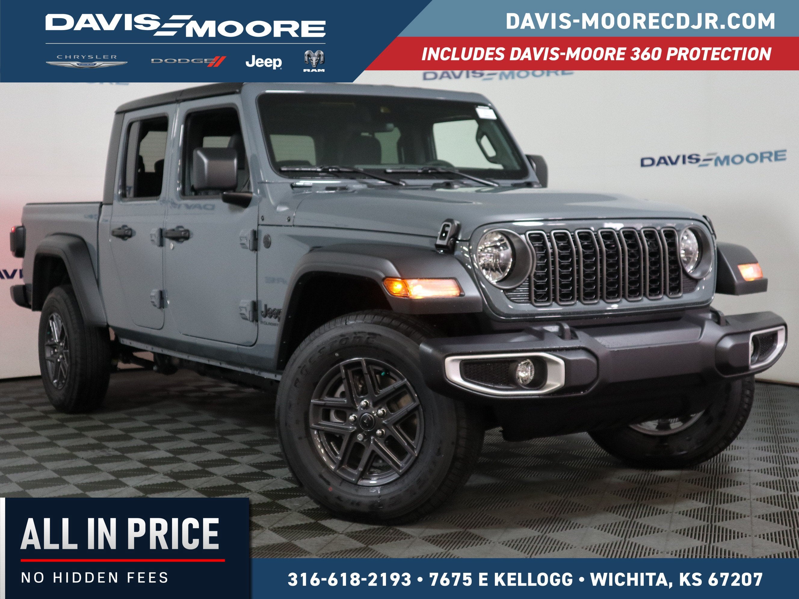 2025 Jeep Gladiator Sport S in Anvil Clear-Coat Exterior Paint — front three-quarter view