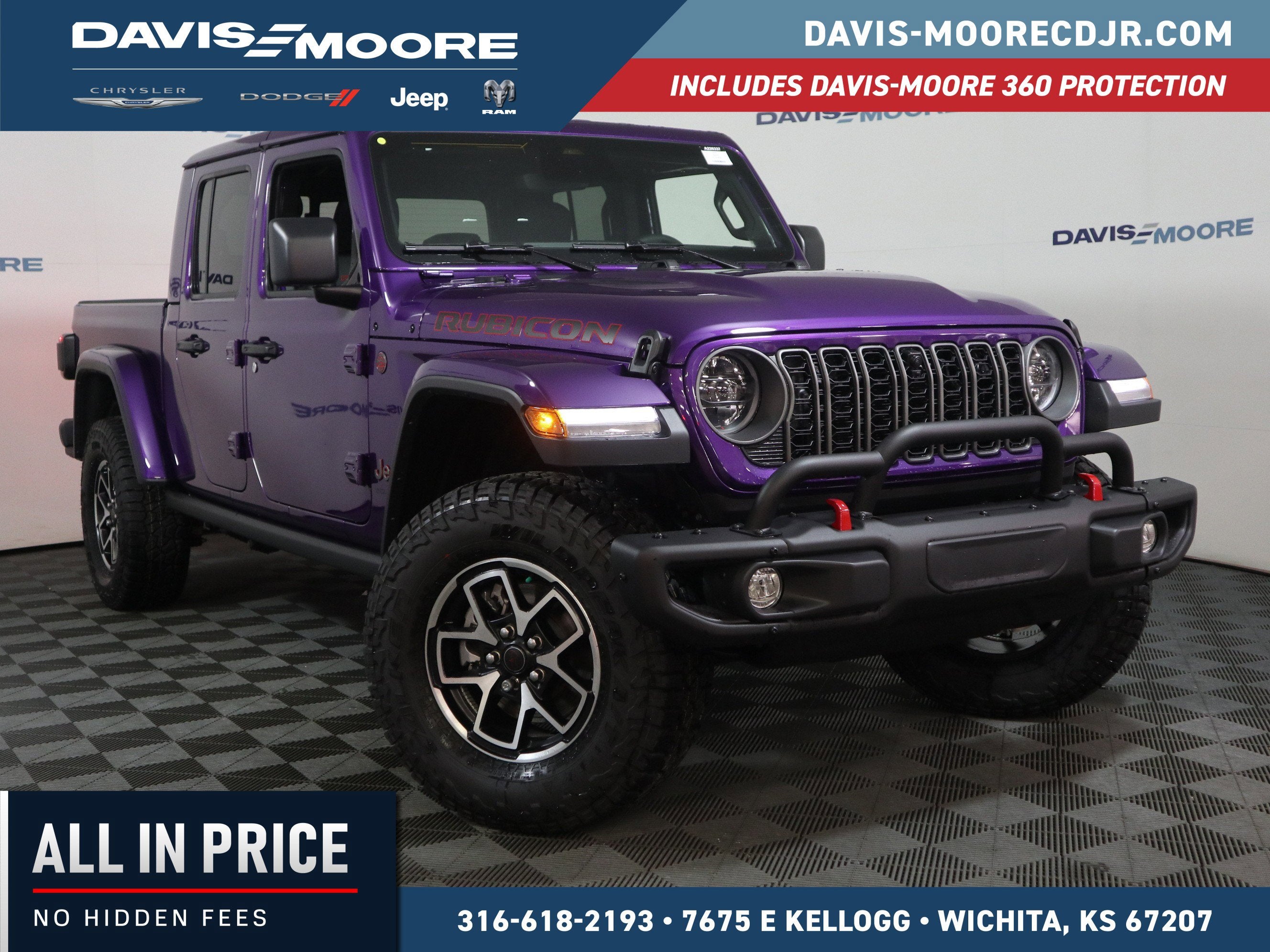 2026 Jeep Gladiator Rubicon in Reign Exterior Paint — front three-quarter view