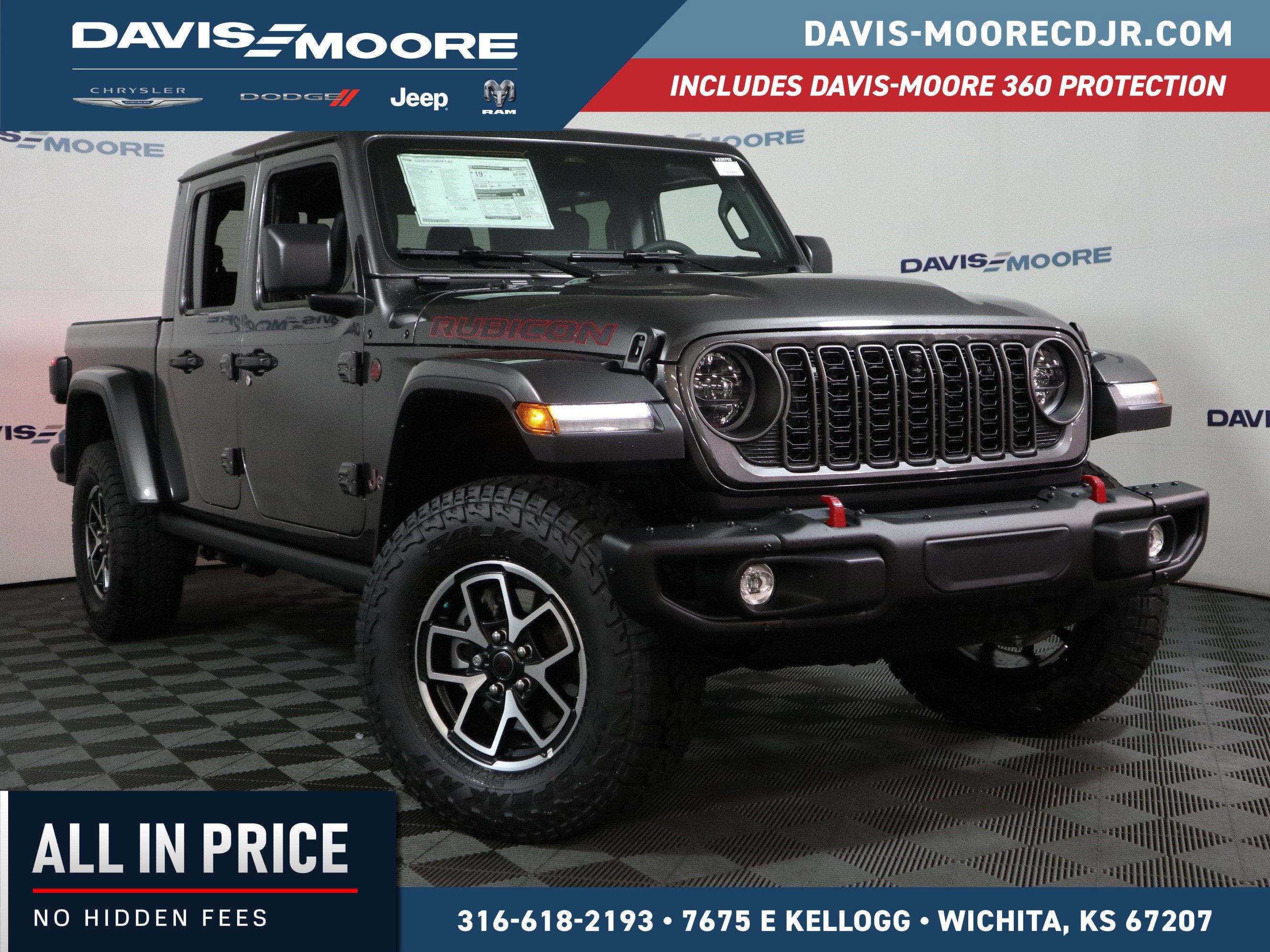 2026 Jeep Gladiator Rubicon in Granite Crystal Metallic Clear-Coat Exterior Paint — front three-quarter view