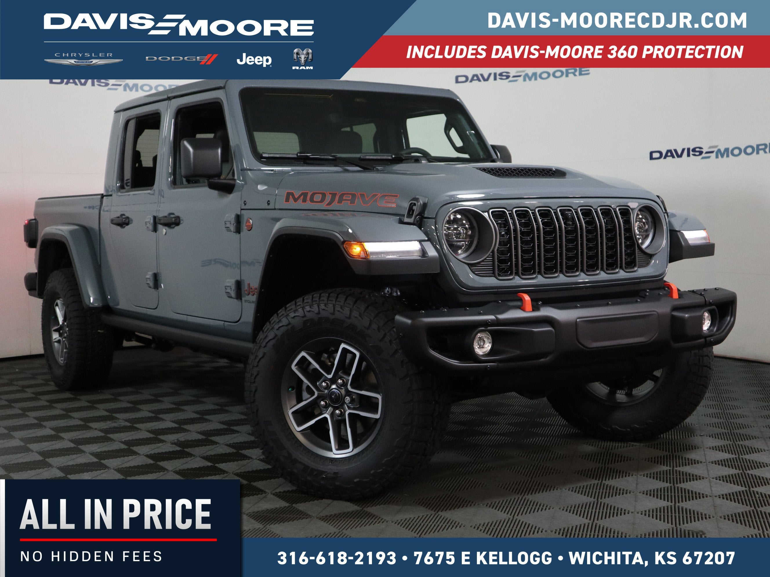 2026 Jeep Gladiator Mojave in Anvil Clear-Coat Exterior Paint — front three-quarter view