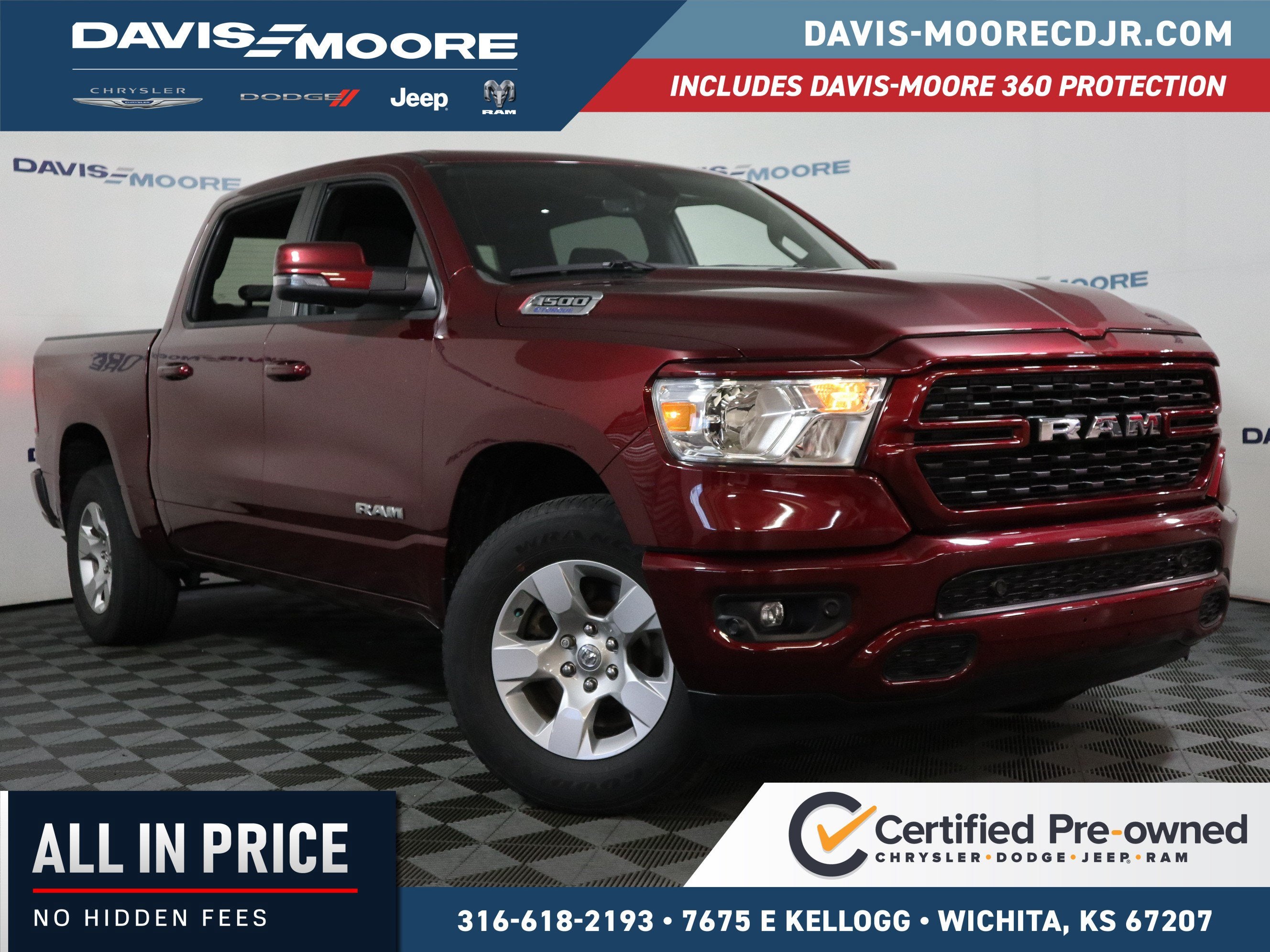 2023 RAM 1500 BIG HORN in Delmonico Red Pearlcoat — front three-quarter view