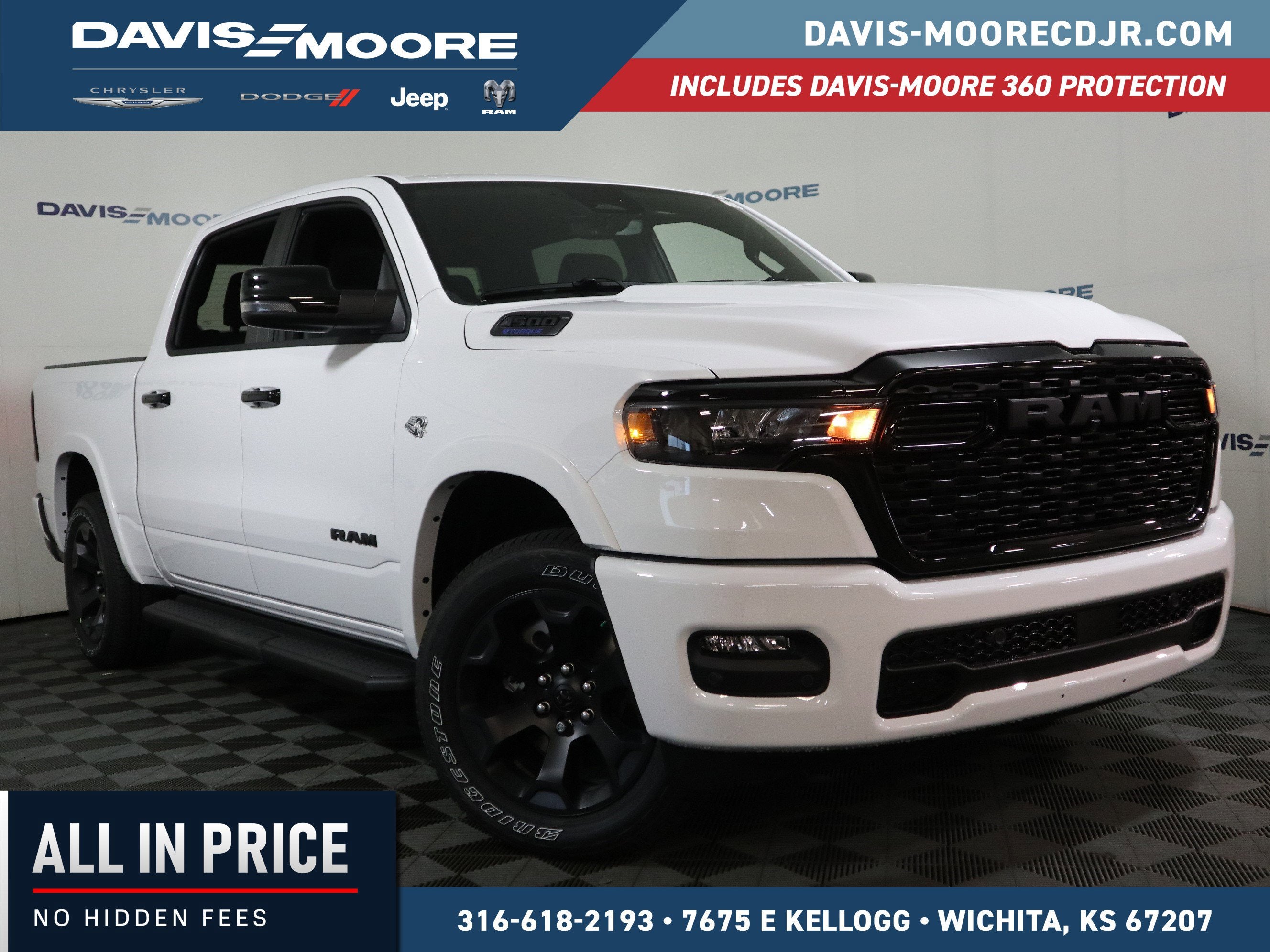 2026 RAM 1500 BIG HORN in Bright White Clear-Coat Exterior Paint — front three-quarter view