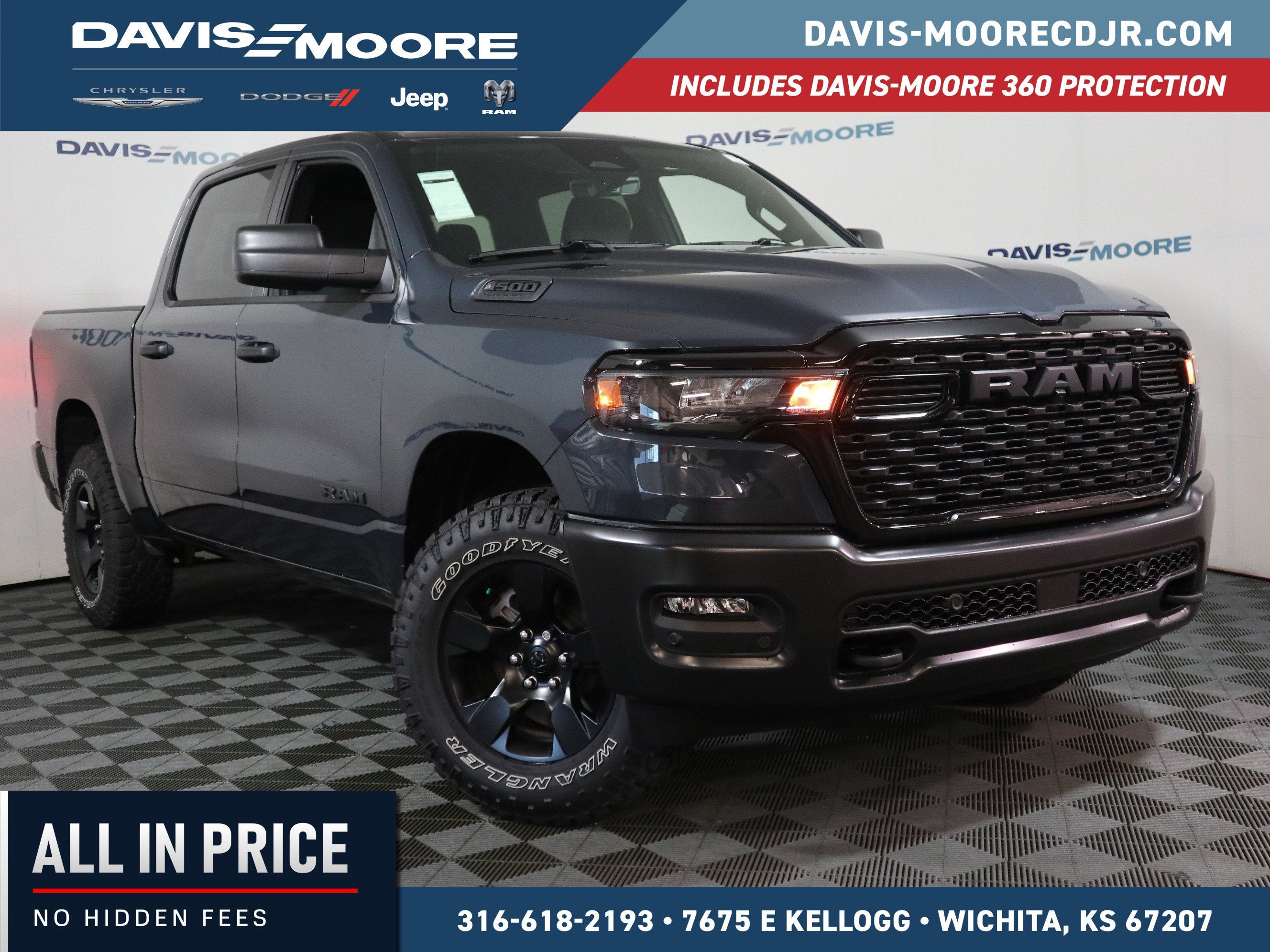 2026 RAM 1500 Warlock Crew Cab 4x4 in Forged Blue Metallic Exterior Paint — front three-quarter view