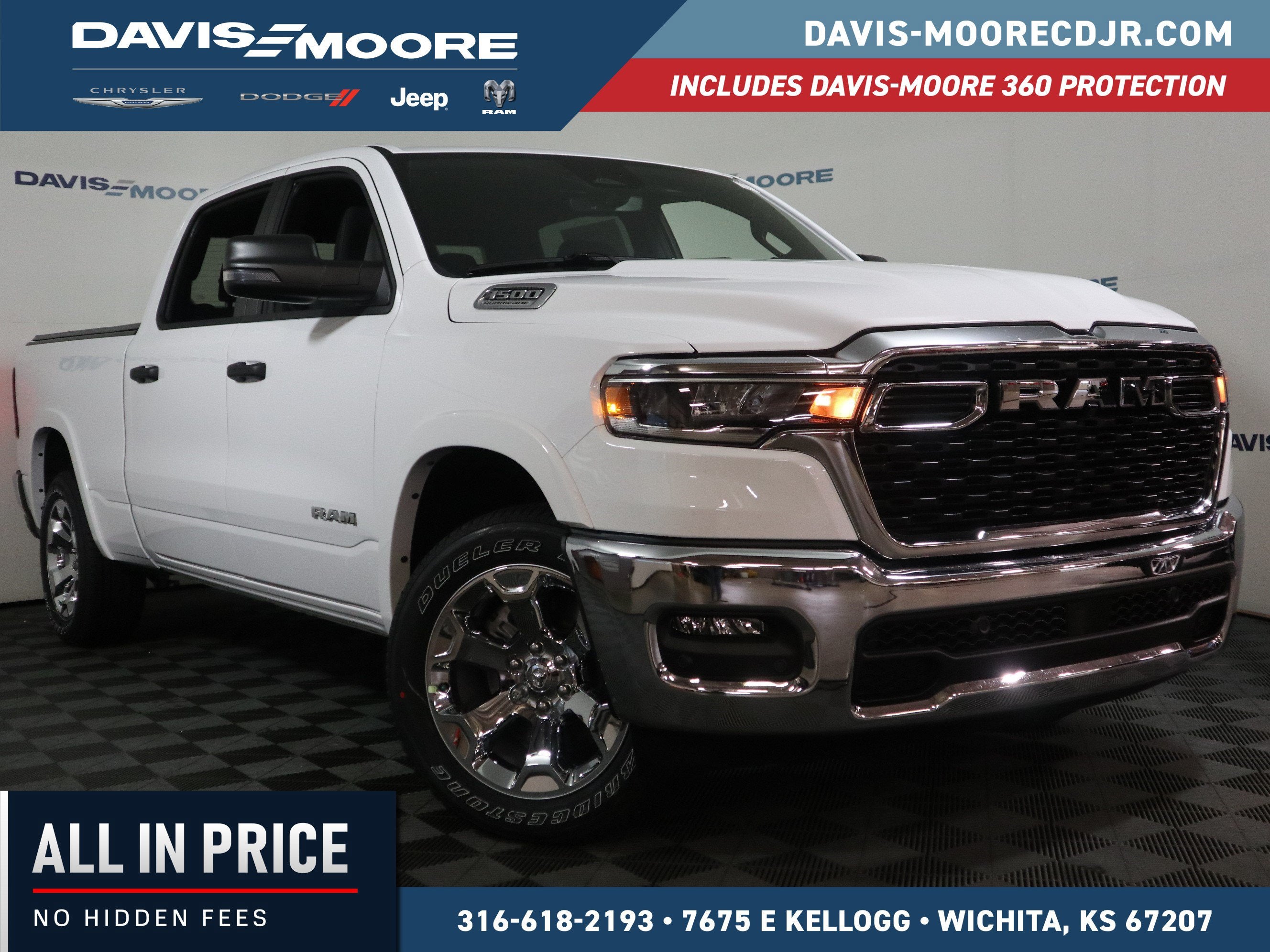 2026 RAM 1500 BIG HORN in Bright White Clear-Coat Exterior Paint — front three-quarter view