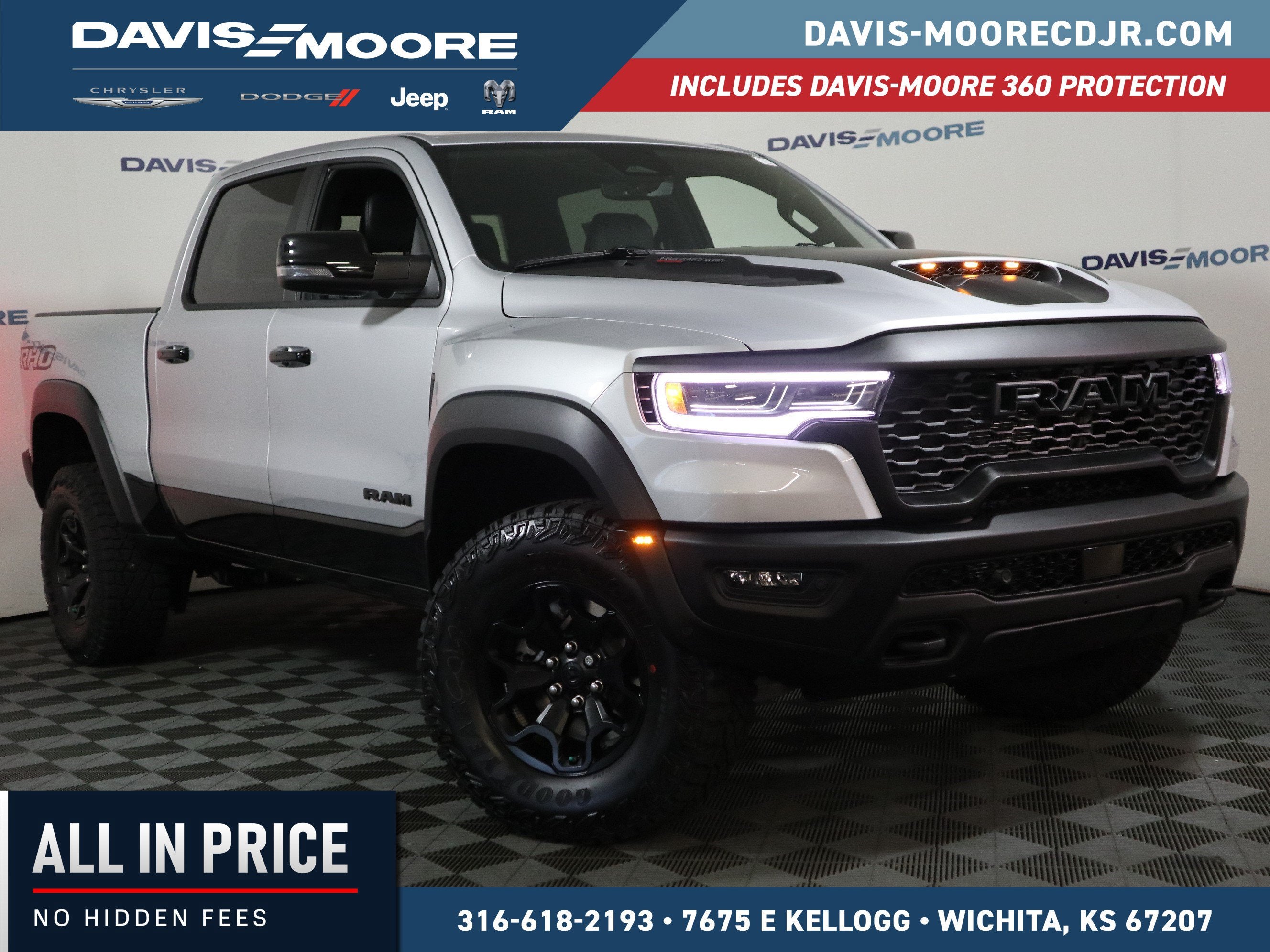 2026 RAM 1500 RHO Crew Cab 4x4 in Silver Zynith Exterior Paint — front three-quarter view