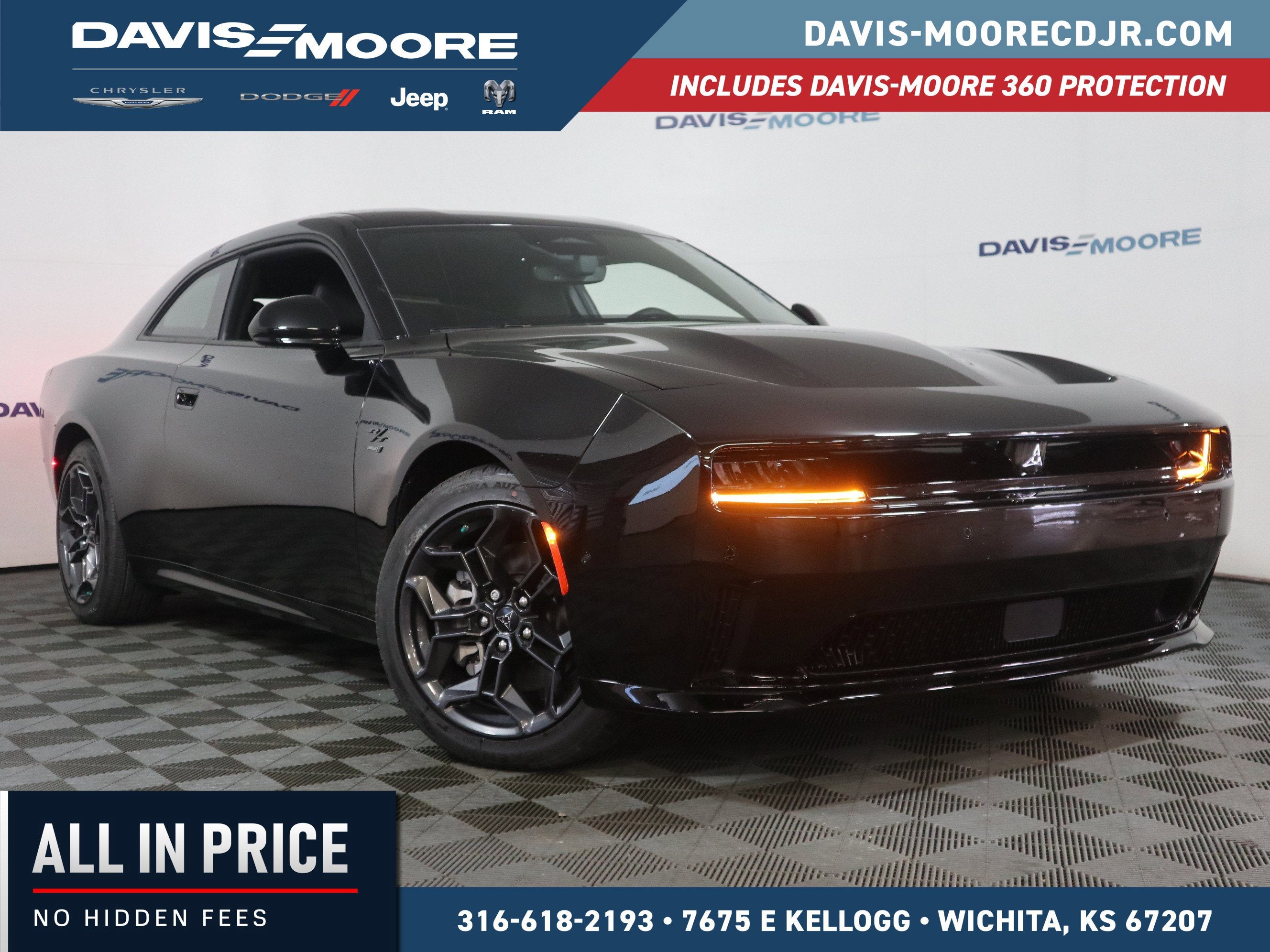 2025 Dodge Charger R/T in Diamond Black Crystal Pearlcoat — front three-quarter view