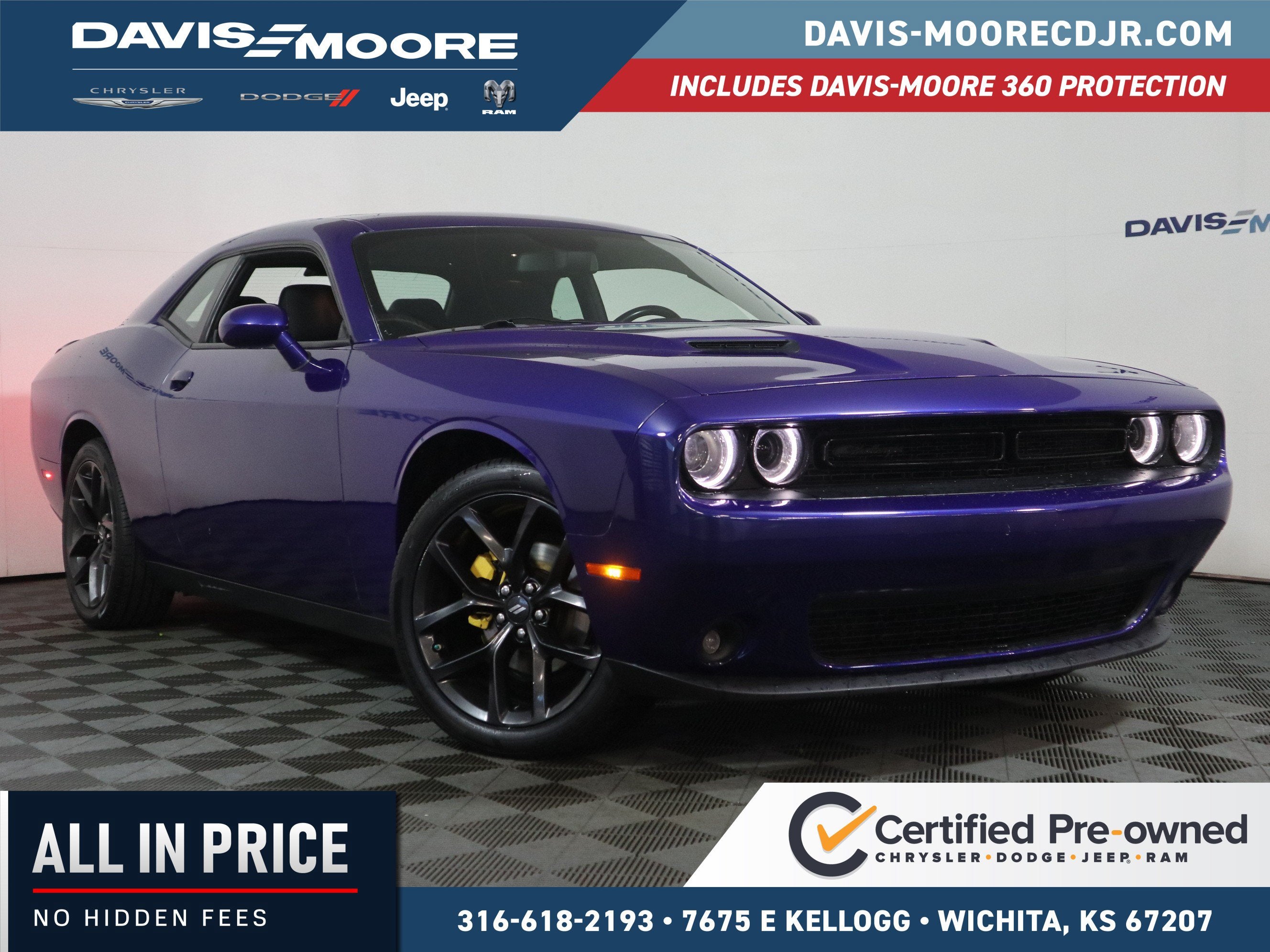 2022 Dodge Challenger SXT in Indigo Blue — front three-quarter view