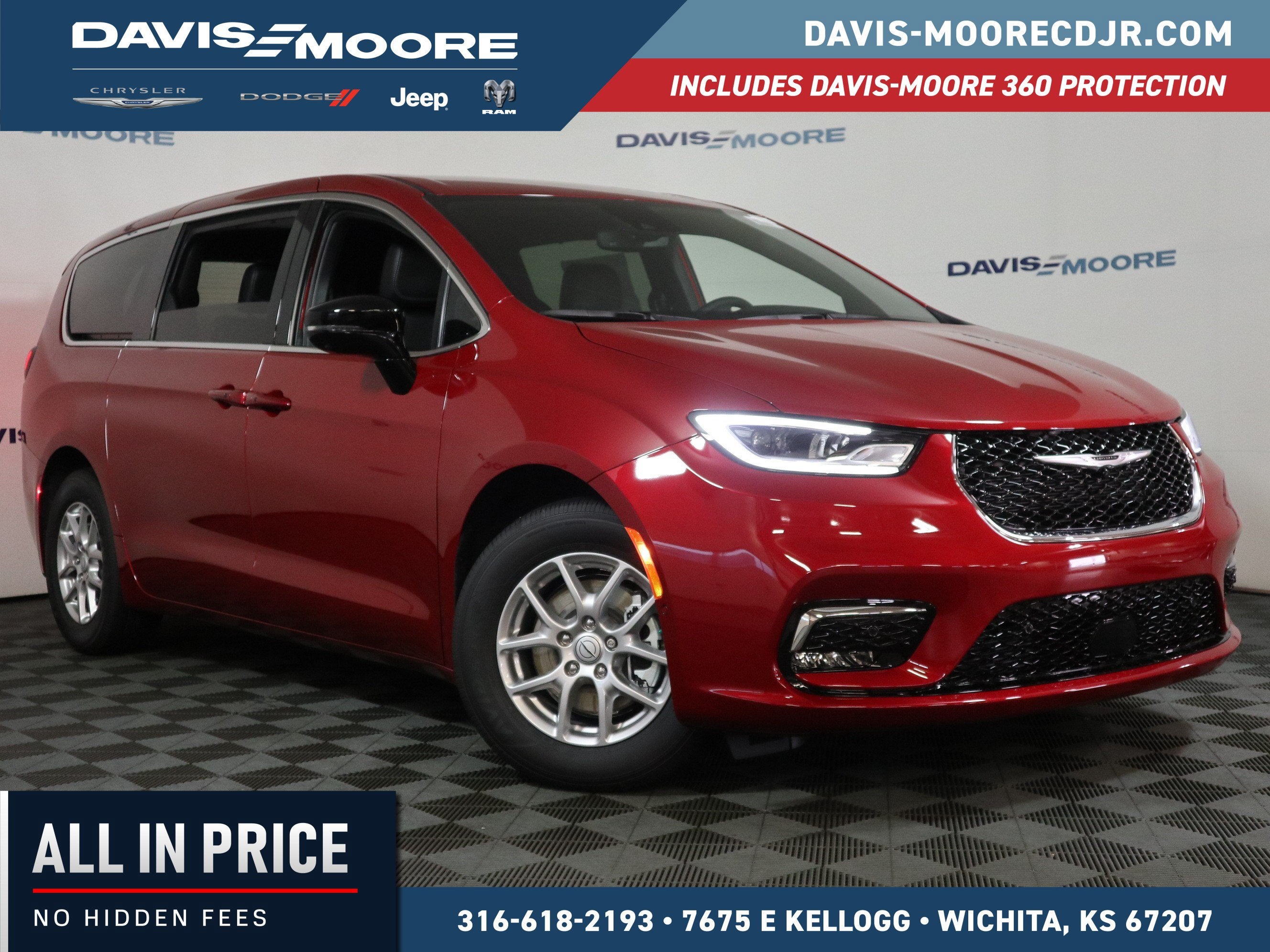 2026 Chrysler Pacifica Select in Red Hot Pearl-Coat Exterior Paint — front three-quarter view