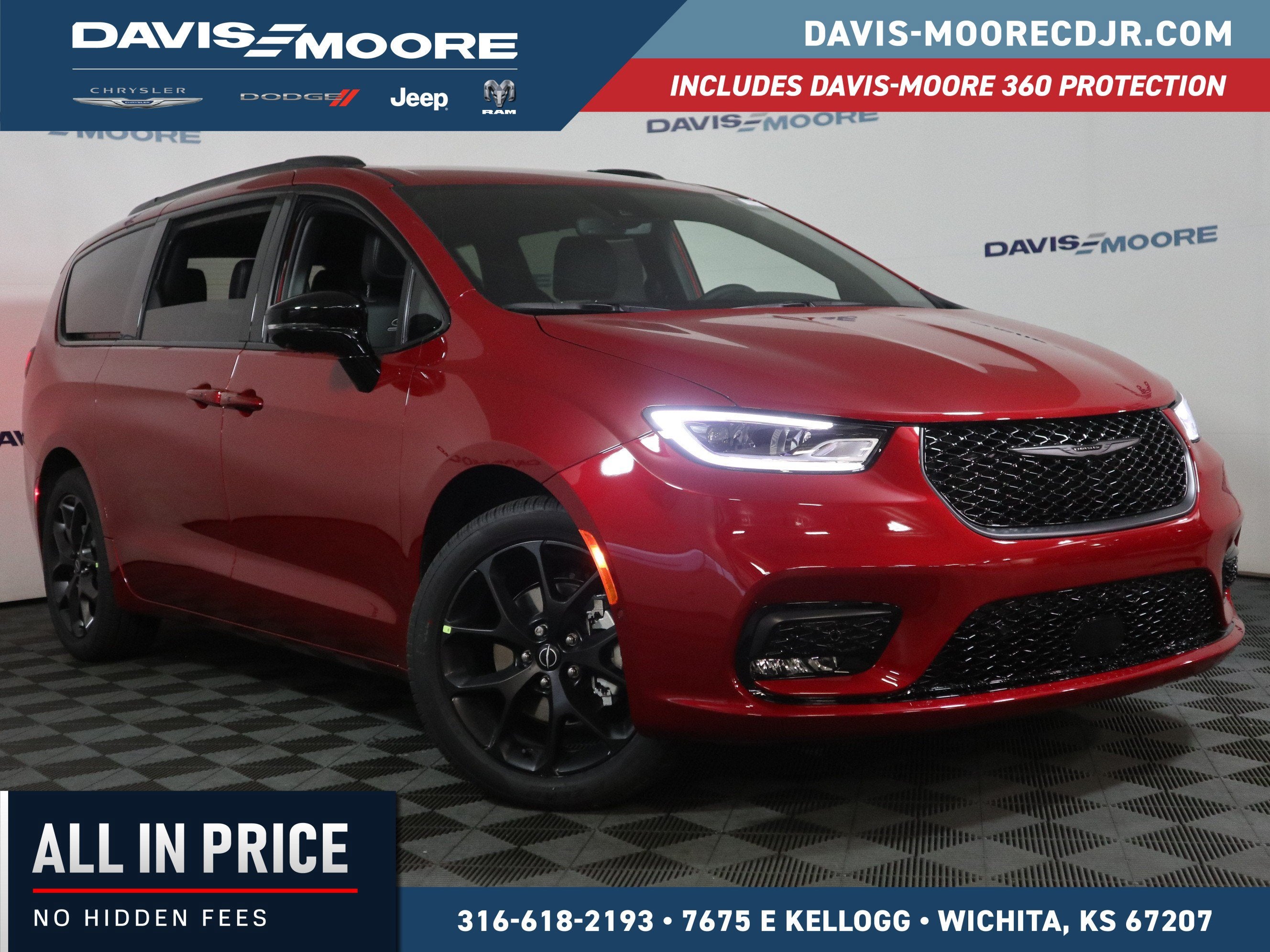 2026 Chrysler Pacifica Select in Red Hot Pearl-Coat Exterior Paint — front three-quarter view