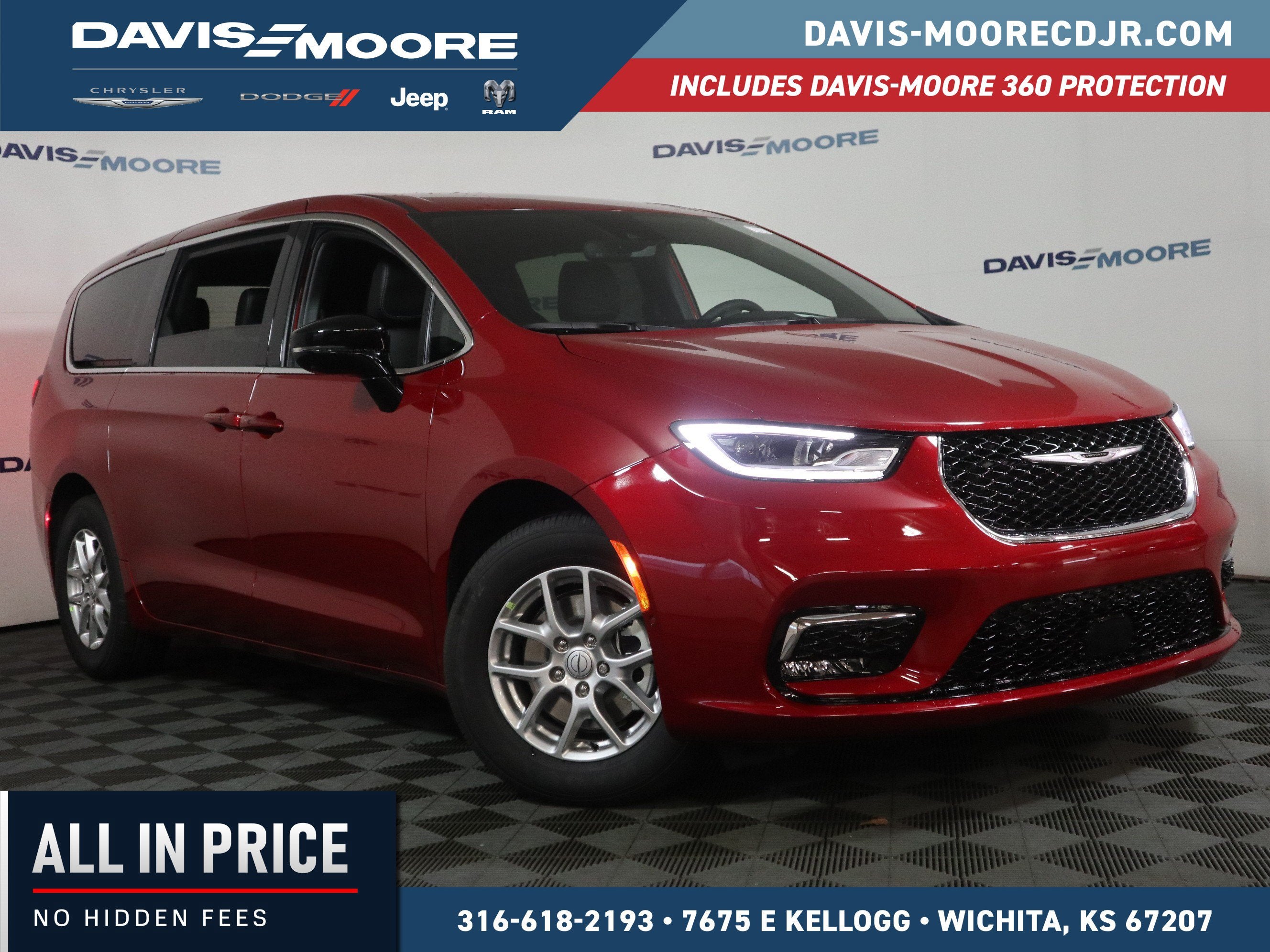 2026 Chrysler Pacifica Select in Red Hot Pearl-Coat Exterior Paint — front three-quarter view