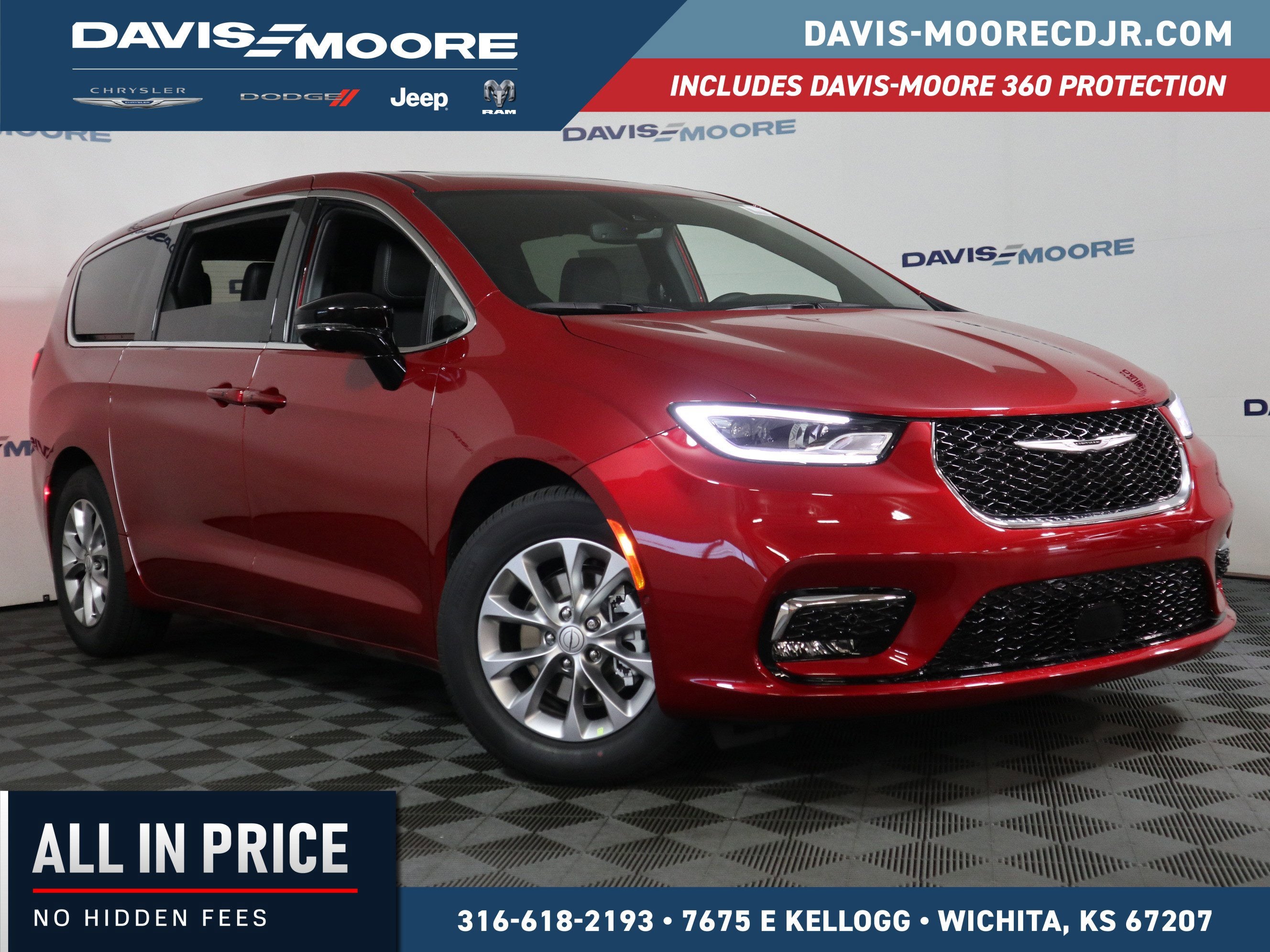 2026 Chrysler Pacifica Limited in Red Hot Pearl-Coat Exterior Paint — front three-quarter view