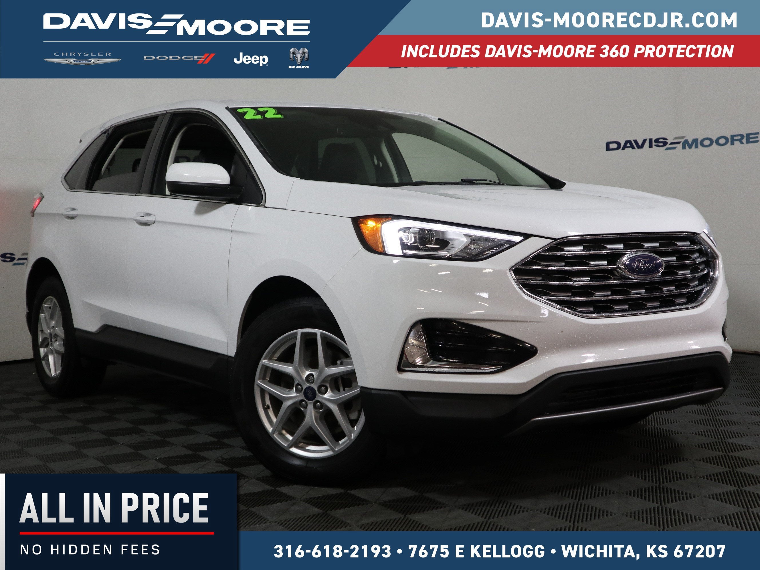 2022 Ford Edge SEL AWD in Oxford White — front three-quarter view