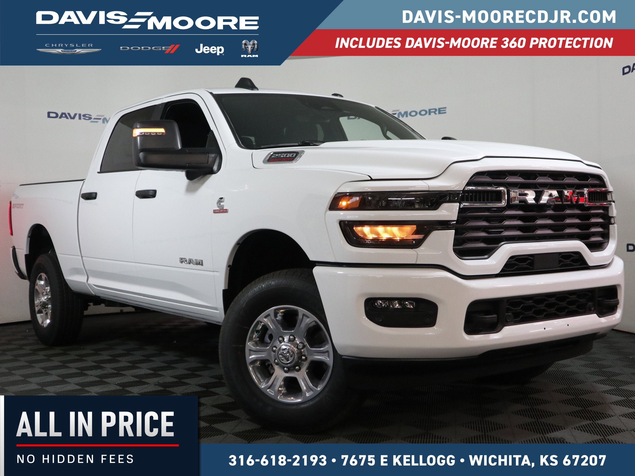 2026 RAM 2500 BIG HORN in Bright White Clear-Coat Exterior Paint — front three-quarter view