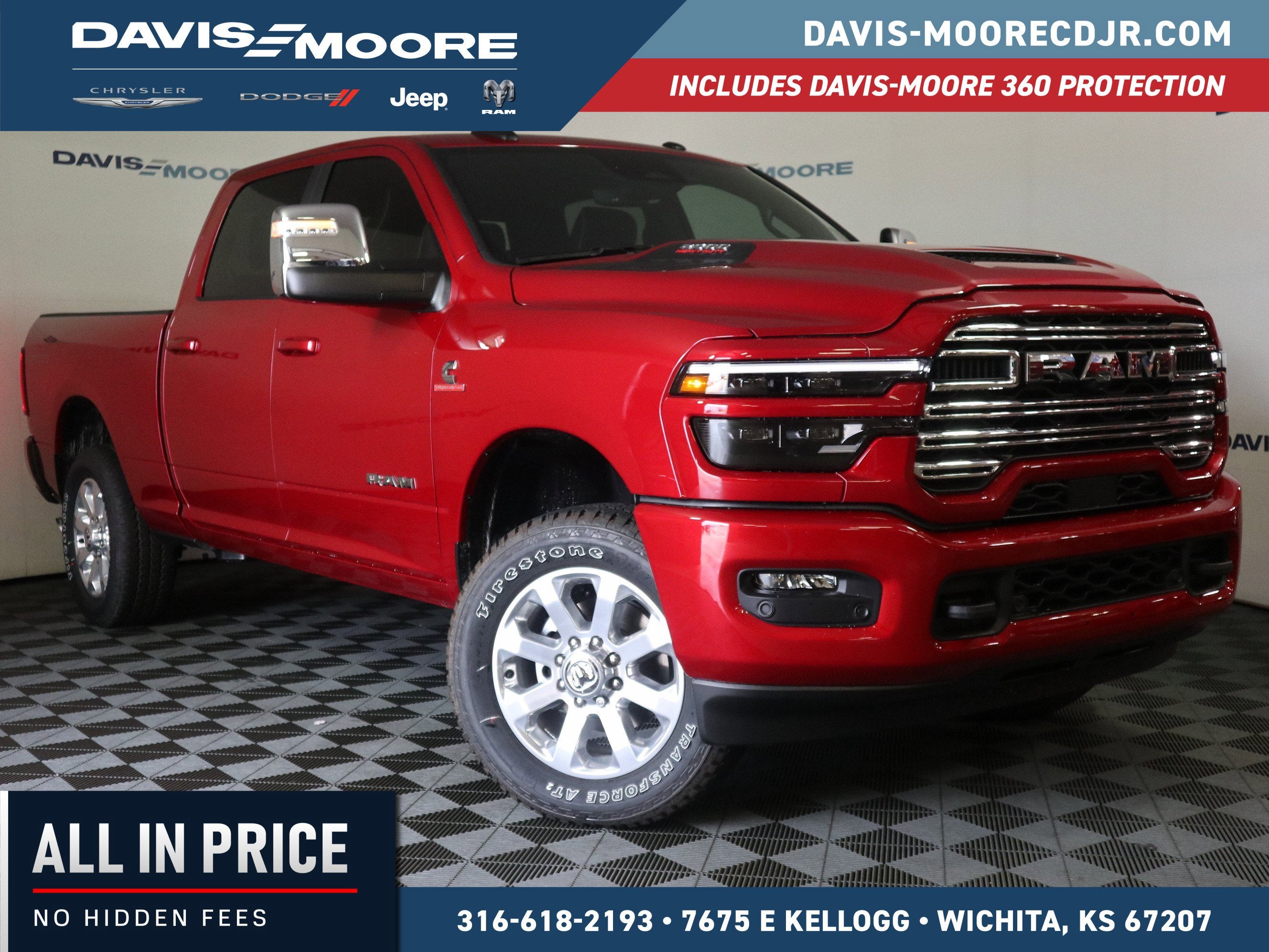 2026 RAM 2500 LARAMIE in Molten Red Pearl-Coat Exterior Paint — front three-quarter view