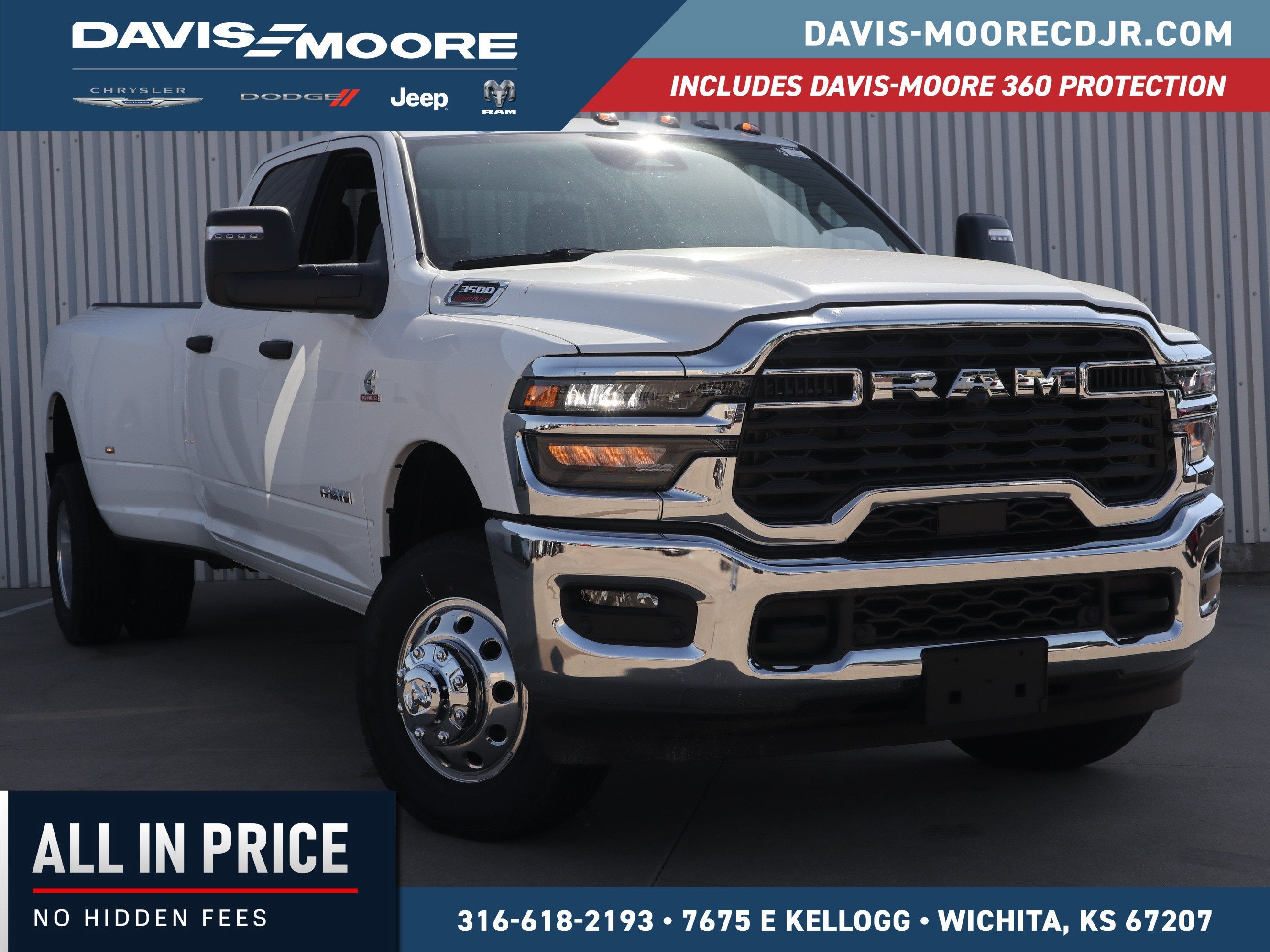 2026 RAM 3500 BIG HORN in Bright White Clear-Coat Exterior Paint — front three-quarter view