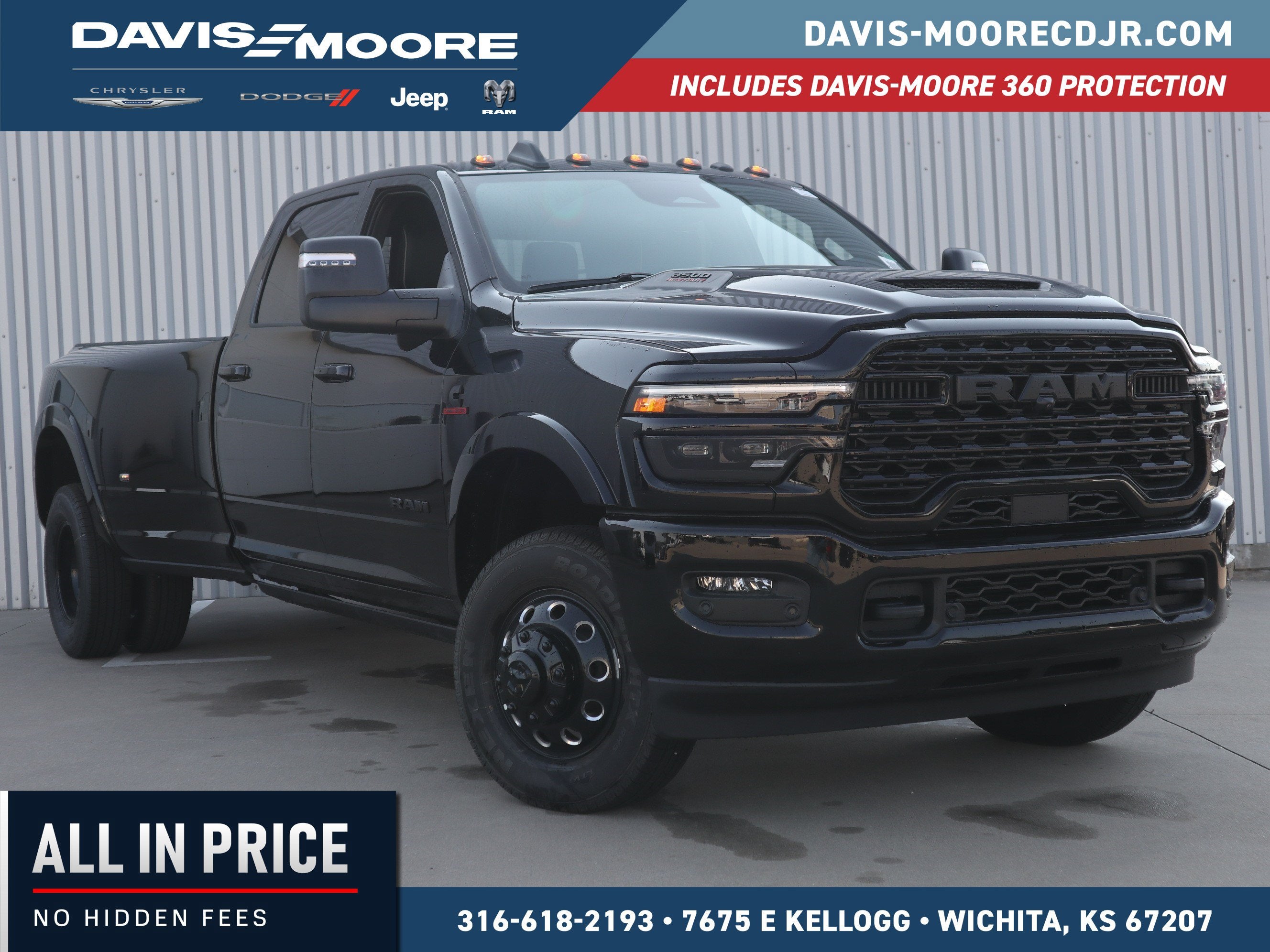 2026 RAM 3500 Limited in Diamond Black Crystal Pearl-Coat Exterior Paint — front three-quarter view