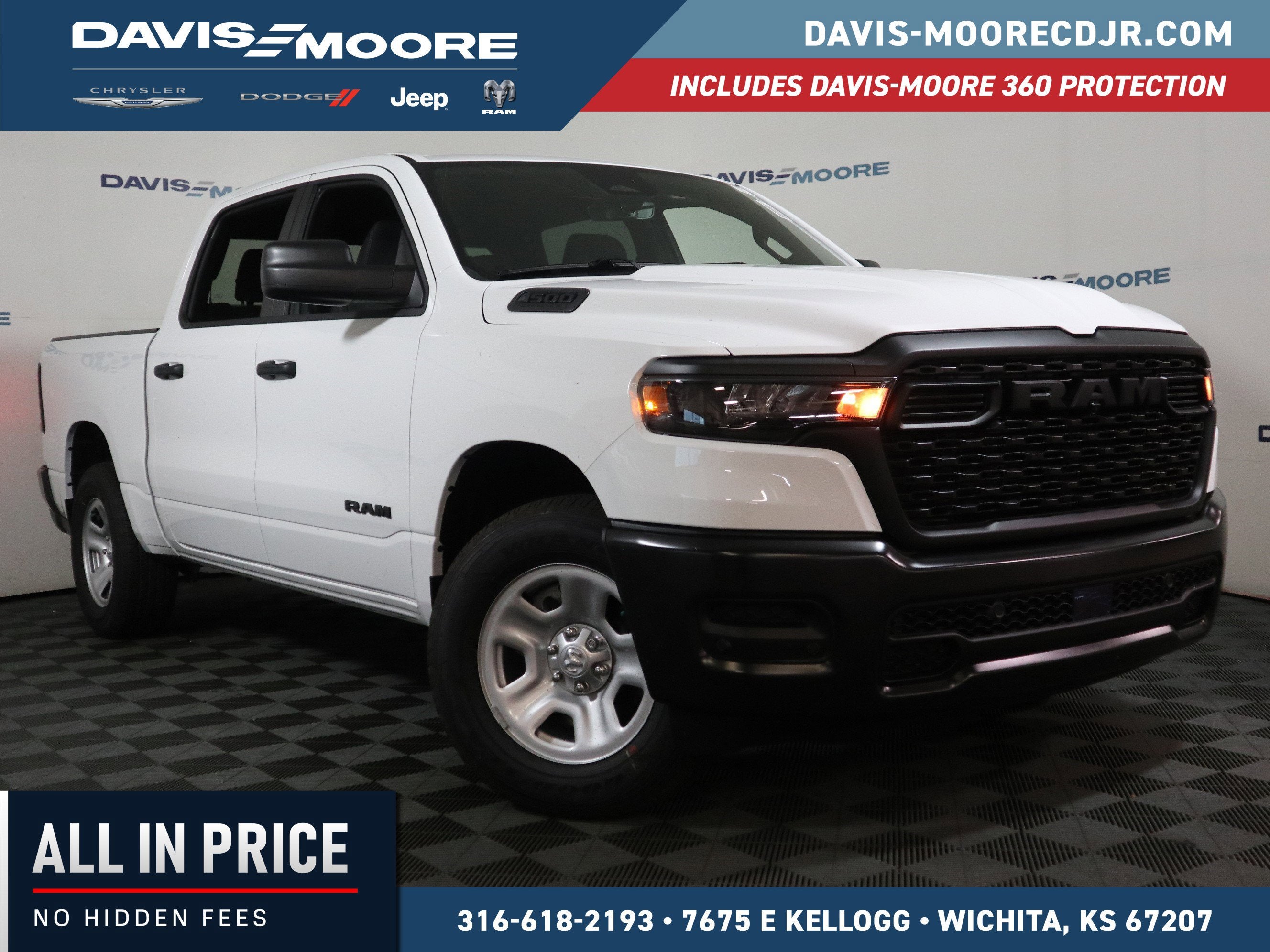 2026 RAM 1500 TRADESMAN in Bright White Clear-Coat Exterior Paint — front three-quarter view