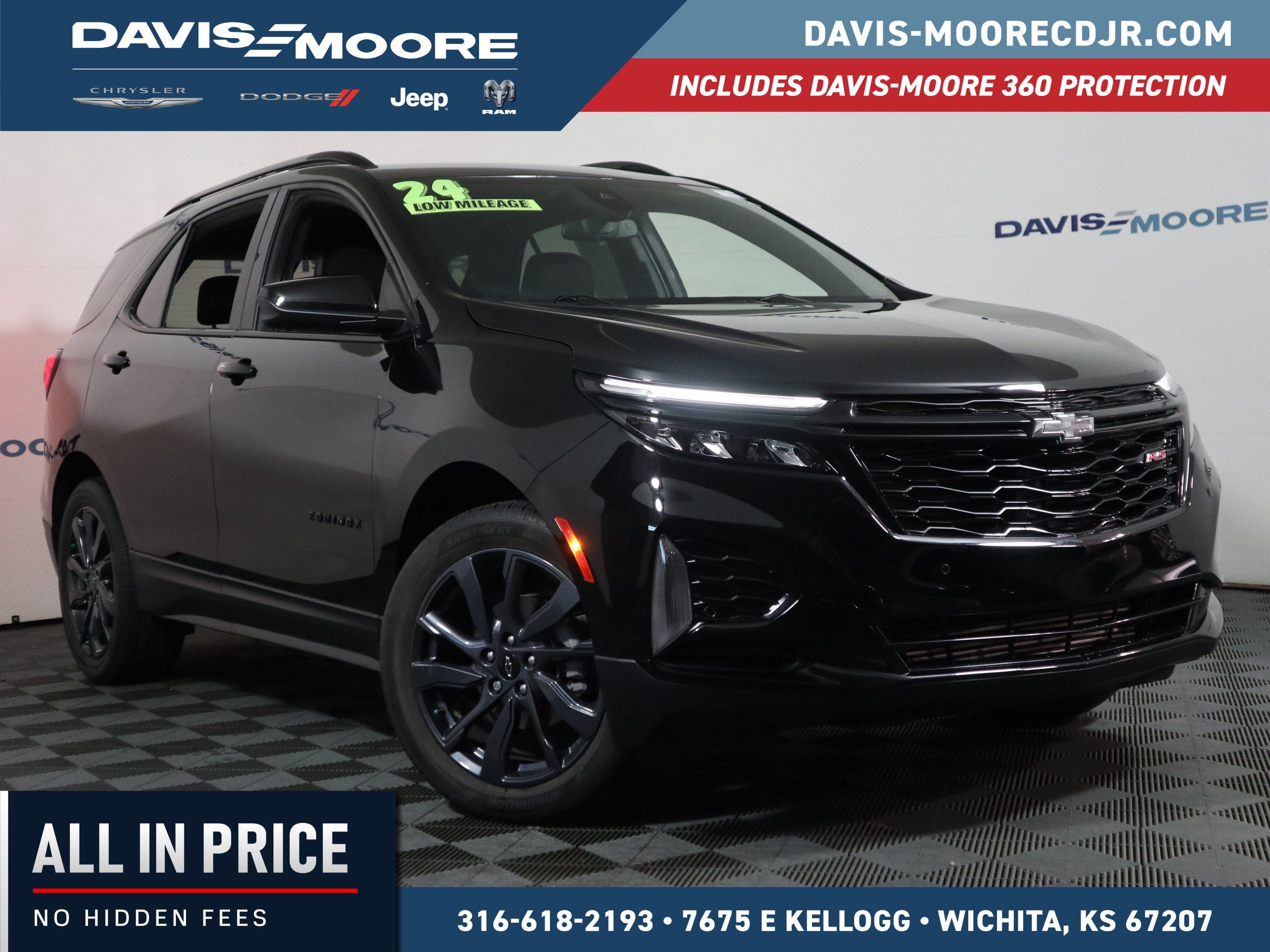2024 Chevrolet Equinox RS AWD in Mosaic Black Metallic — front three-quarter view