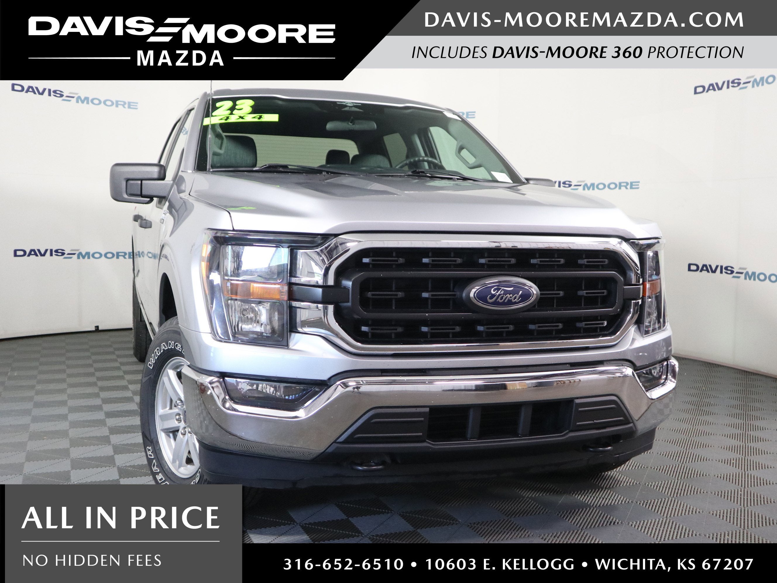2023 Ford F-150 XLT in Silver Metallic — front three-quarter view