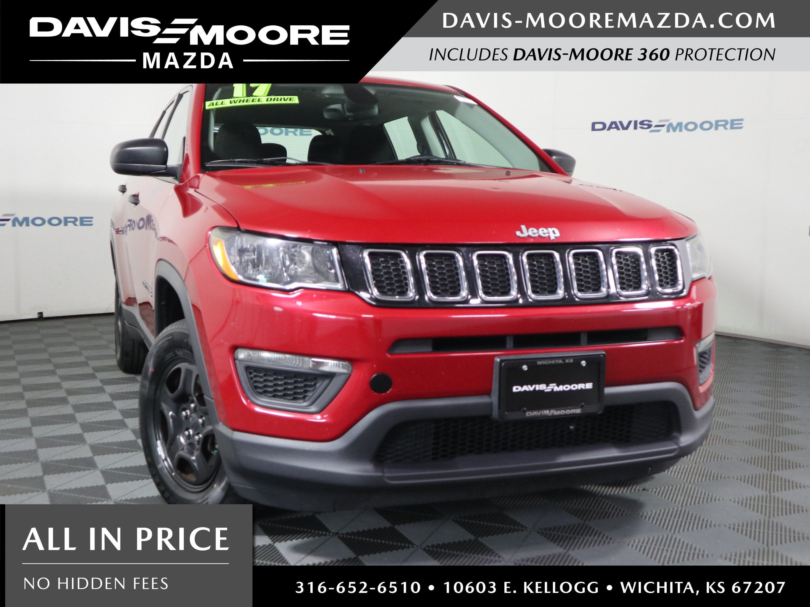 2017 Jeep Compass Sport in Redline 2 Coat Pearl — front three-quarter view
