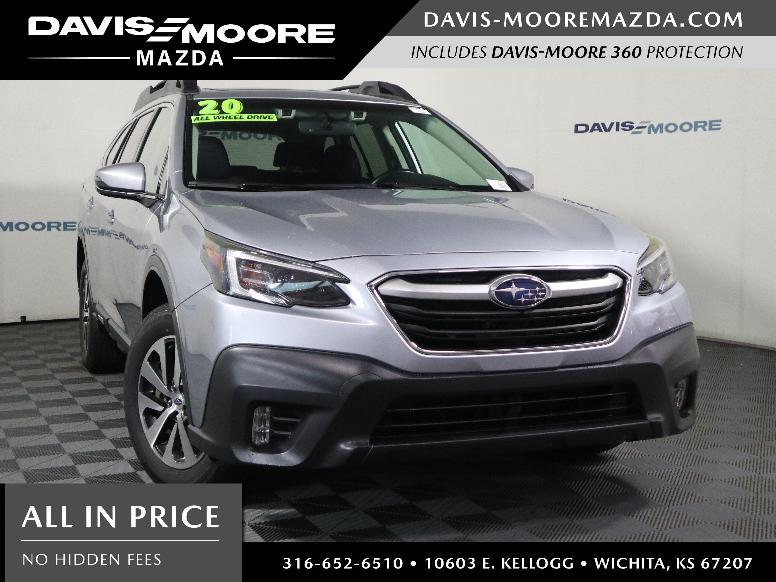 2020 Subaru Outback Premium in Ice Silver Metallic — front three-quarter view