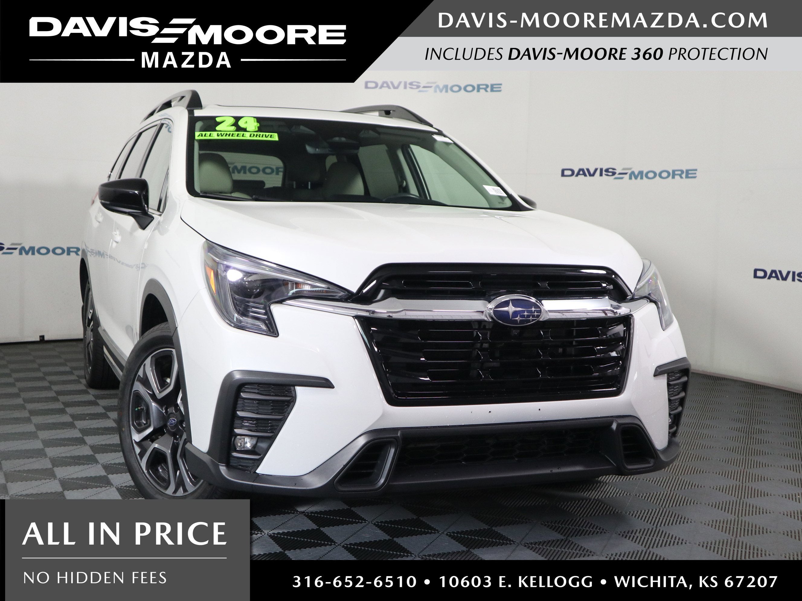 2024 Subaru Ascent Limited in Crystal White Pearl — front three-quarter view