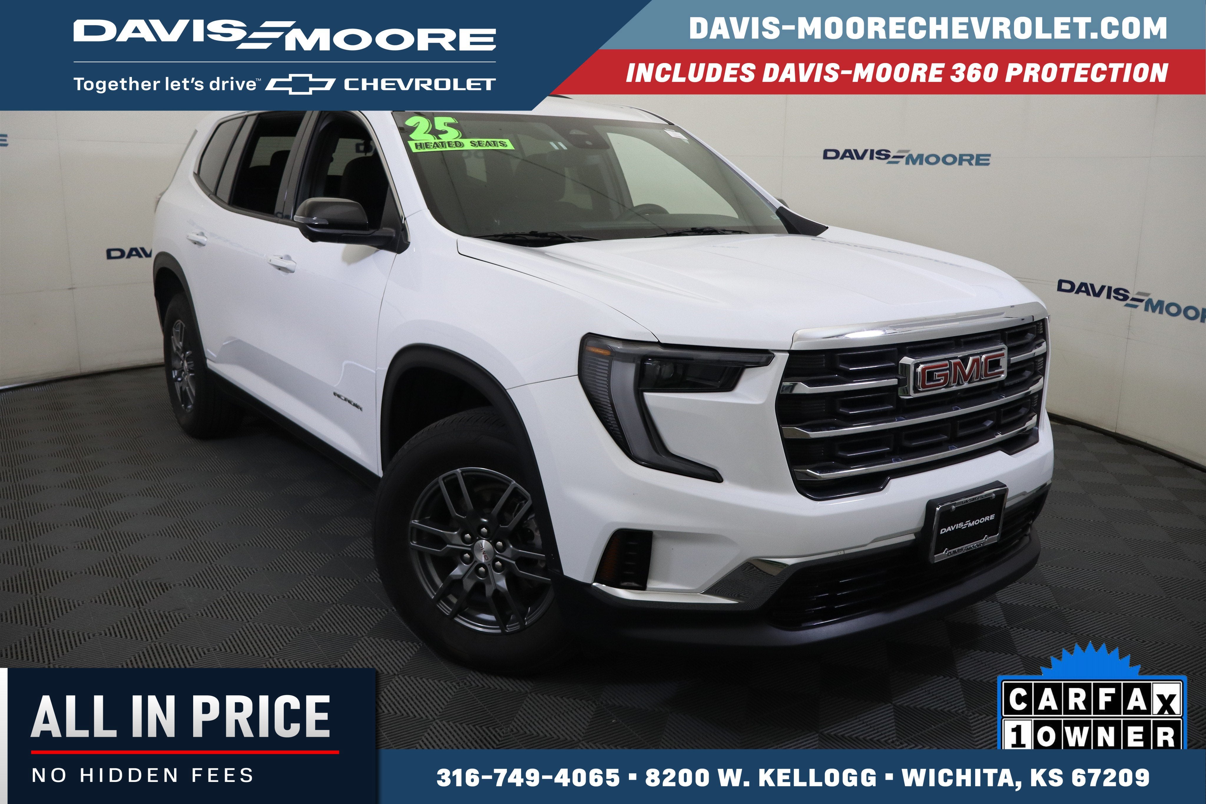 2025 GMC Acadia FWD Elevation in Summit White — front three-quarter view