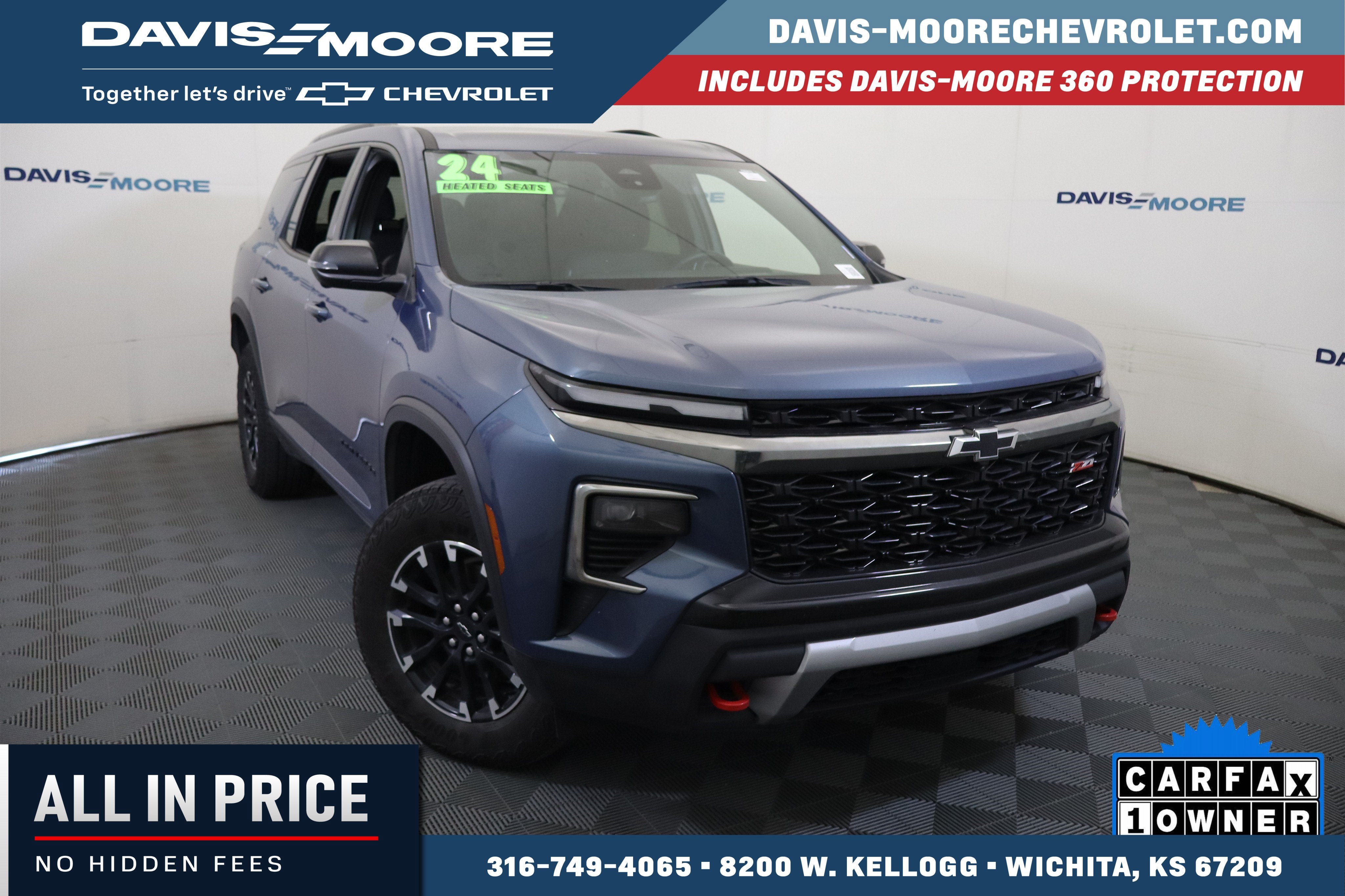 2024 Chevrolet Traverse AWD Z71 in Lakeshore Blue Metallic — front three-quarter view