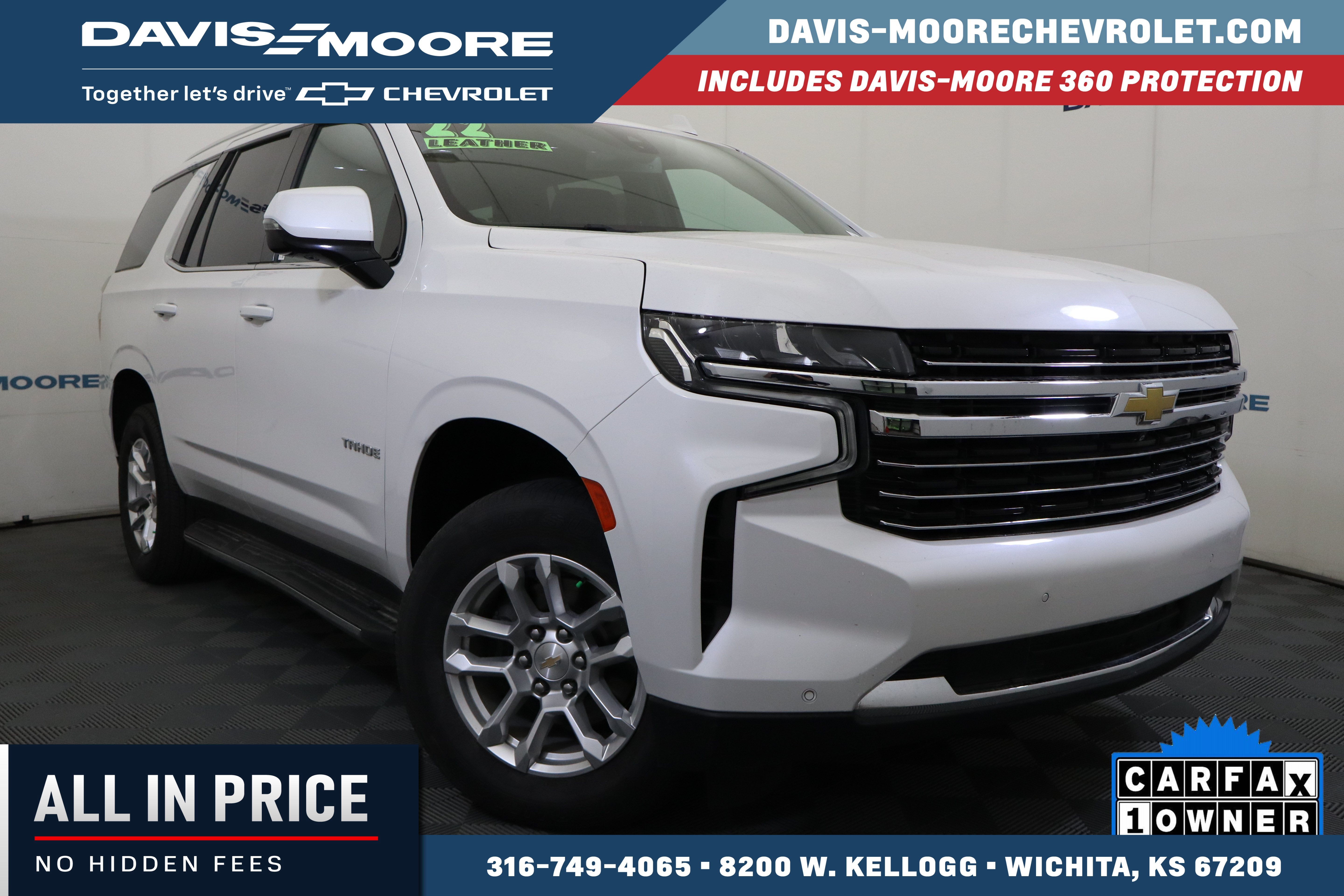 2022 Chevrolet Tahoe LT in Iridescent Pearl Tricoat — front three-quarter view