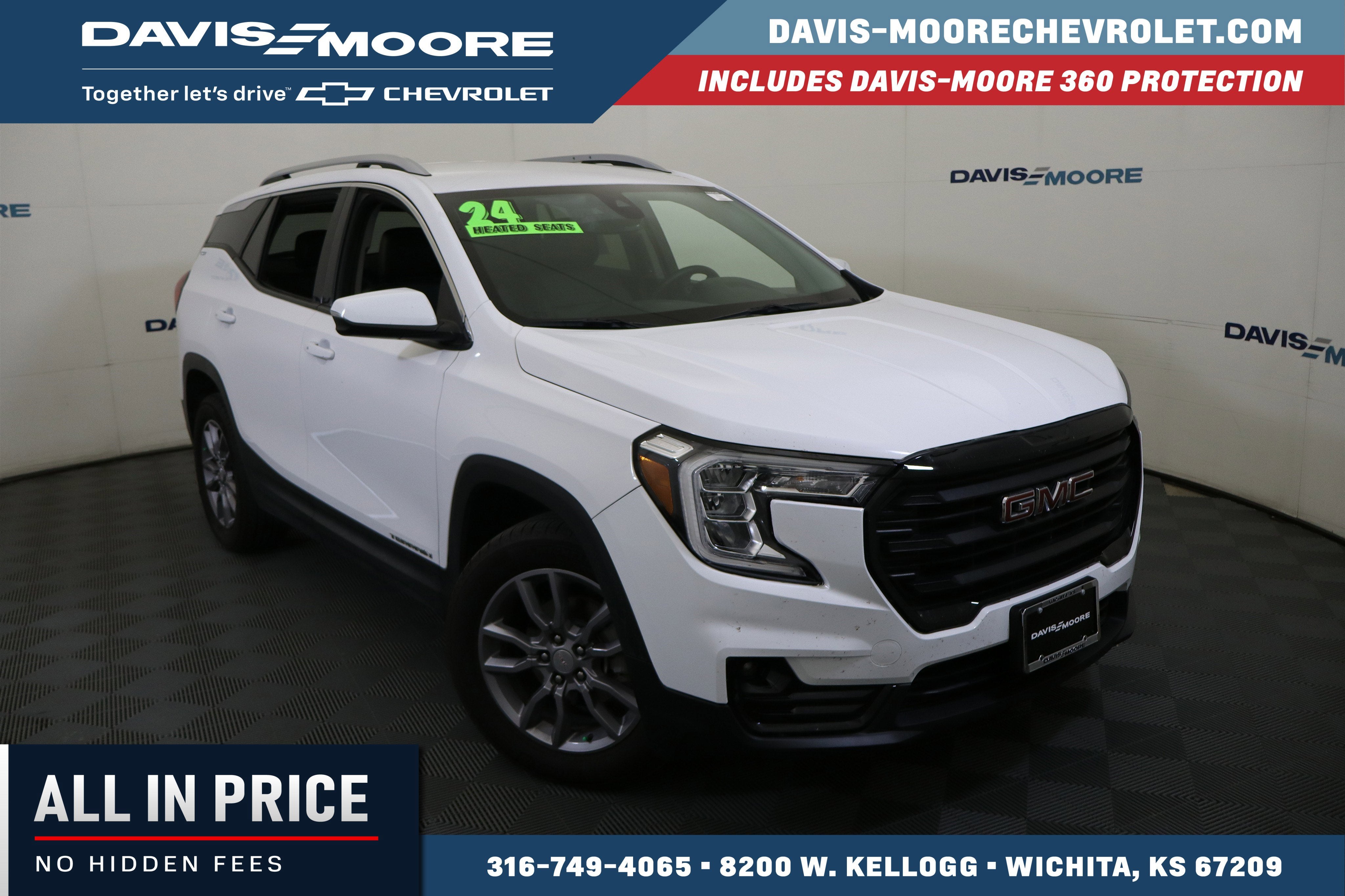 2024 GMC Terrain SLT AWD in Summit White — front three-quarter view