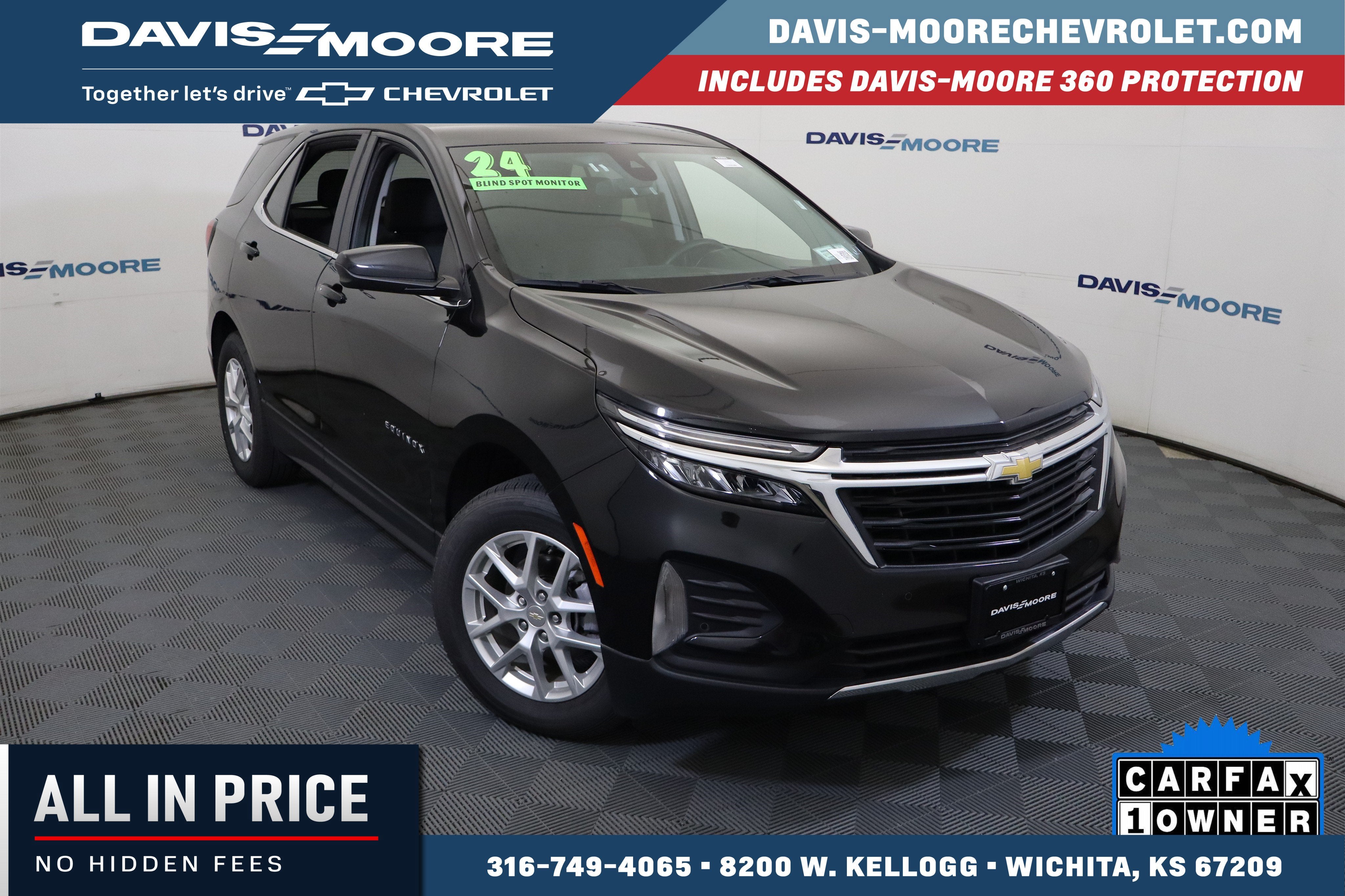 2024 Chevrolet Equinox LT AWD in Mosaic Black Metallic — front three-quarter view