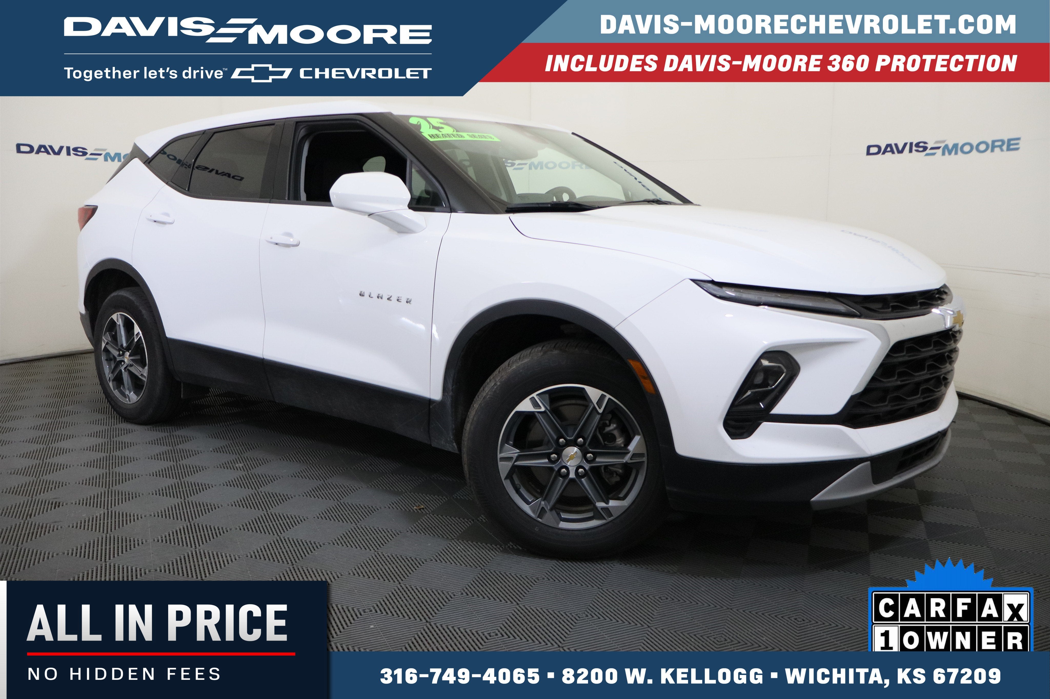 2025 Chevrolet Blazer LT AWD in Summit White — front three-quarter view