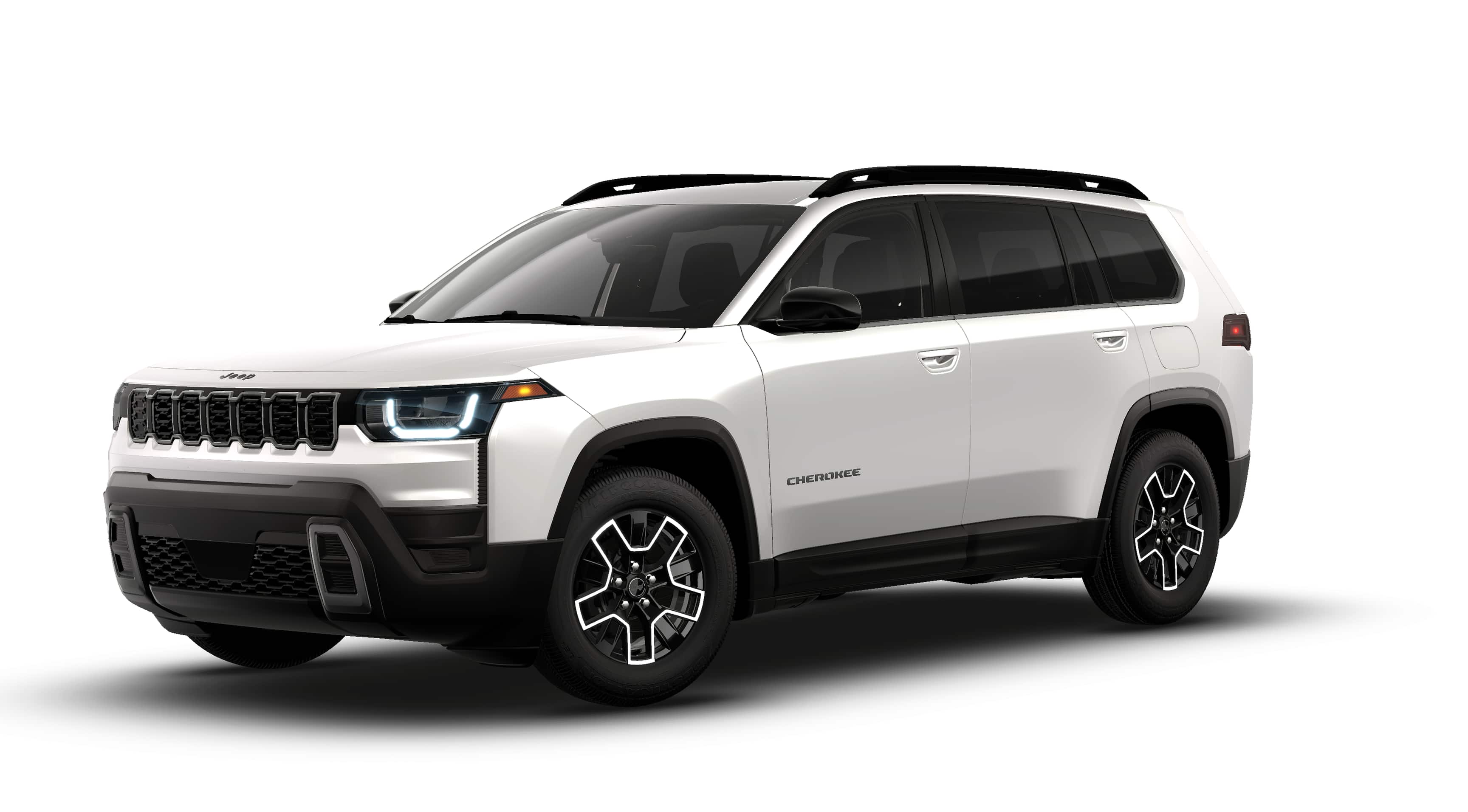 2026 Jeep Cherokee CHEROKEE 4X4 in Bright White Clear-Coat Exterior Paint — front three-quarter view